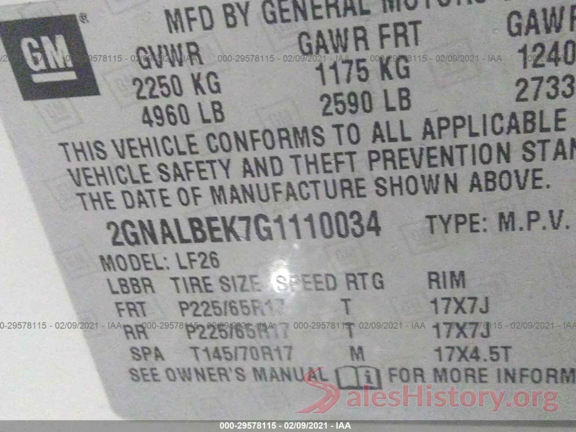 2GNALBEK7G1110034 2016 CHEVROLET EQUINOX