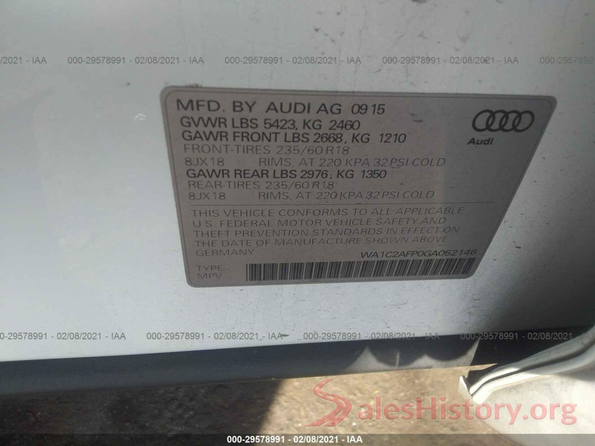 WA1C2AFP0GA052146 2016 AUDI Q5