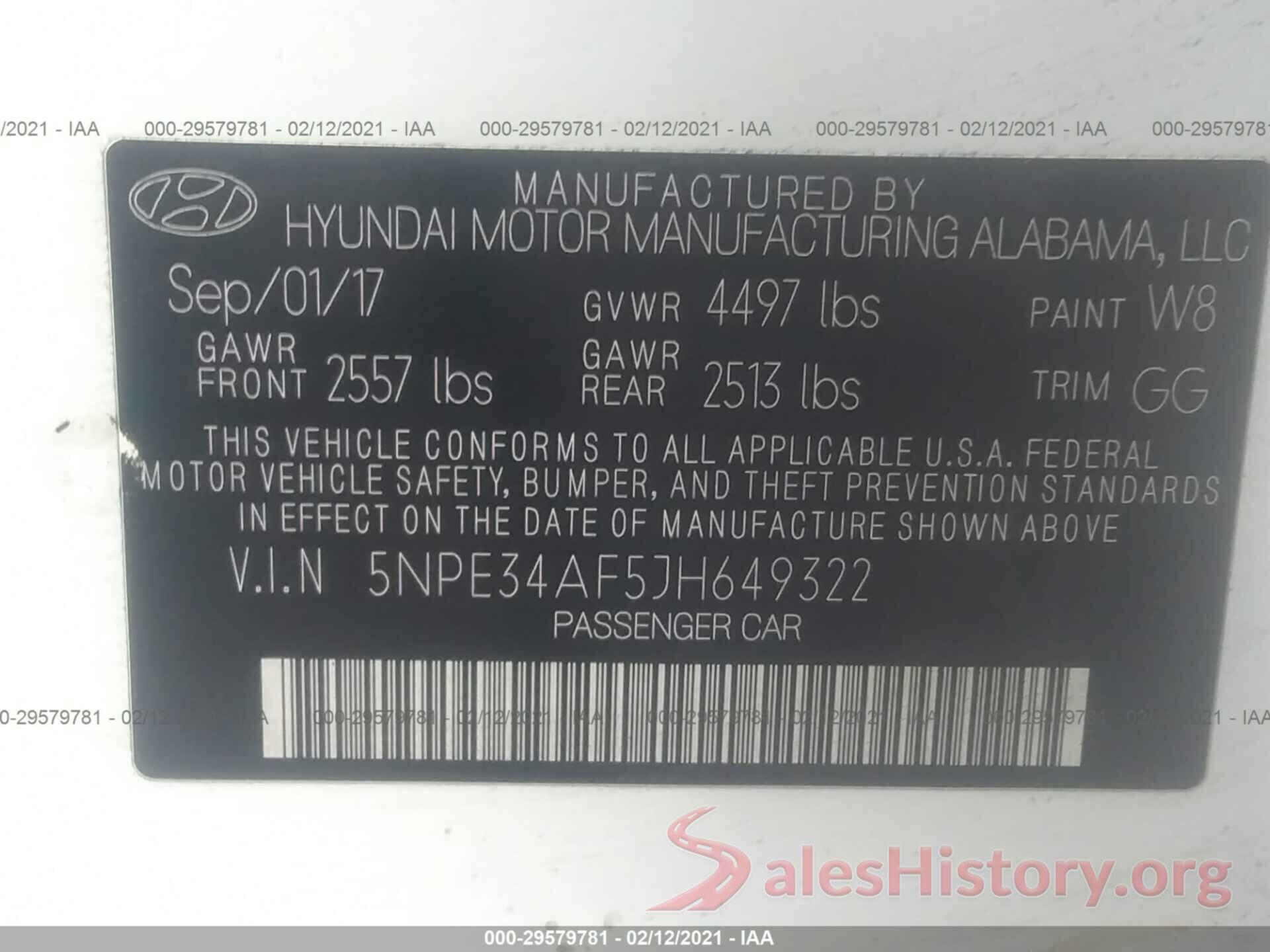 5NPE34AF5JH649322 2018 HYUNDAI SONATA