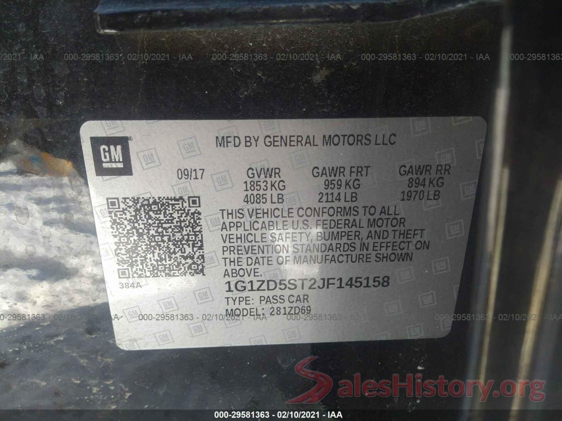 1G1ZD5ST2JF145158 2018 CHEVROLET MALIBU