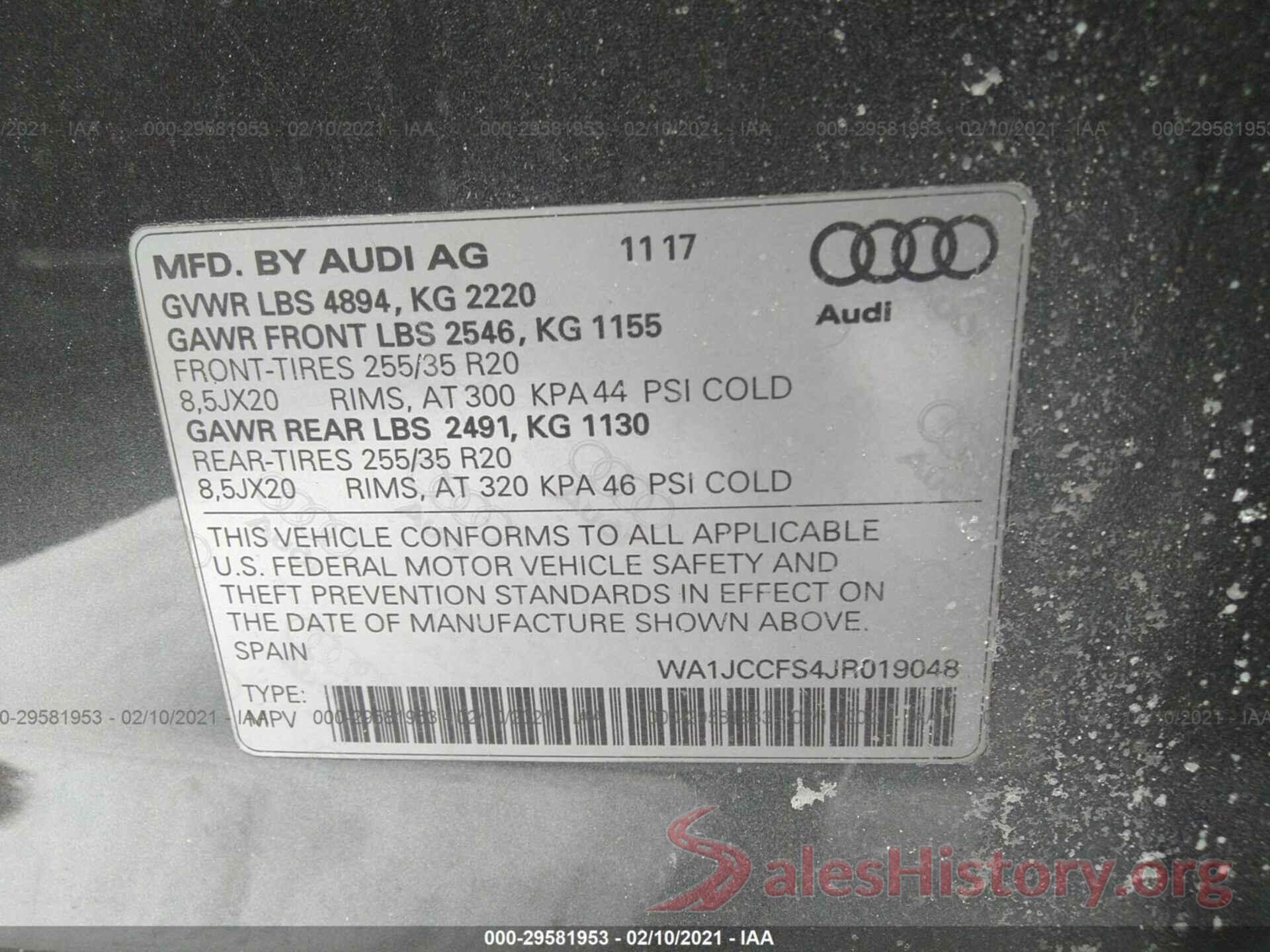 WA1JCCFS4JR019048 2018 AUDI Q3