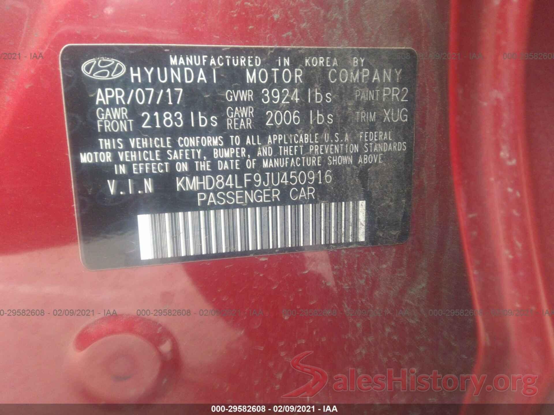 KMHD84LF9JU450916 2018 HYUNDAI ELANTRA