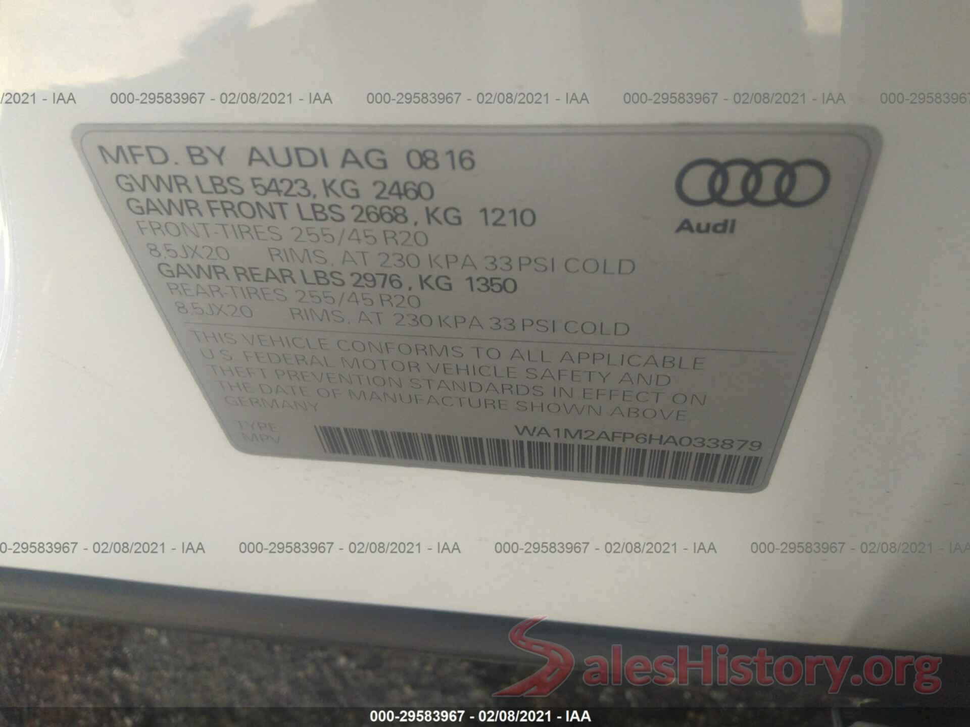 WA1M2AFP6HA033879 2017 AUDI Q5