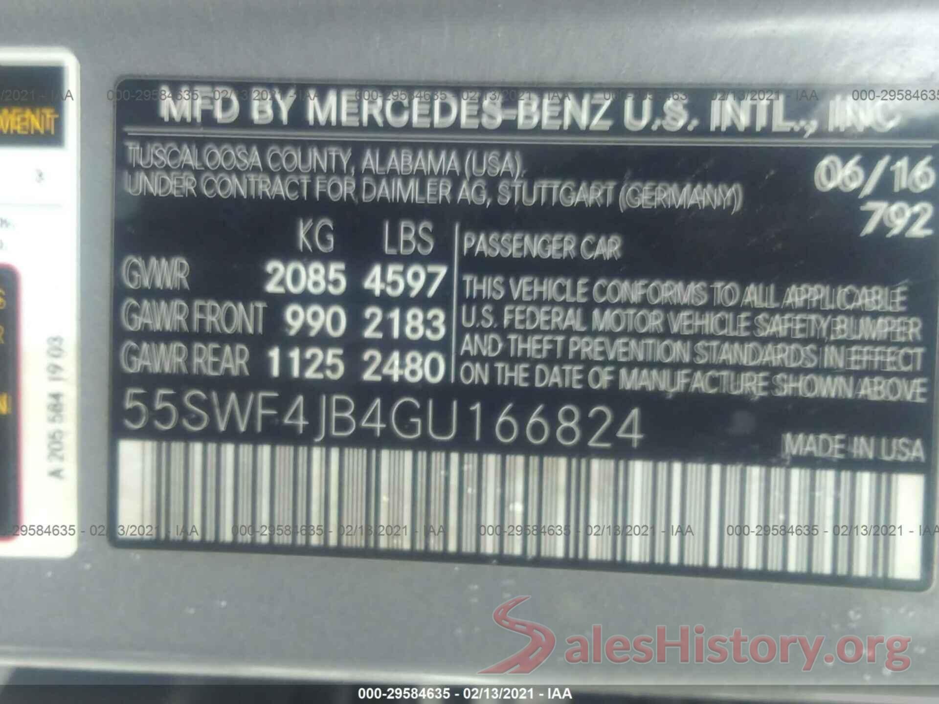 55SWF4JB4GU166824 2016 MERCEDES-BENZ C-CLASS