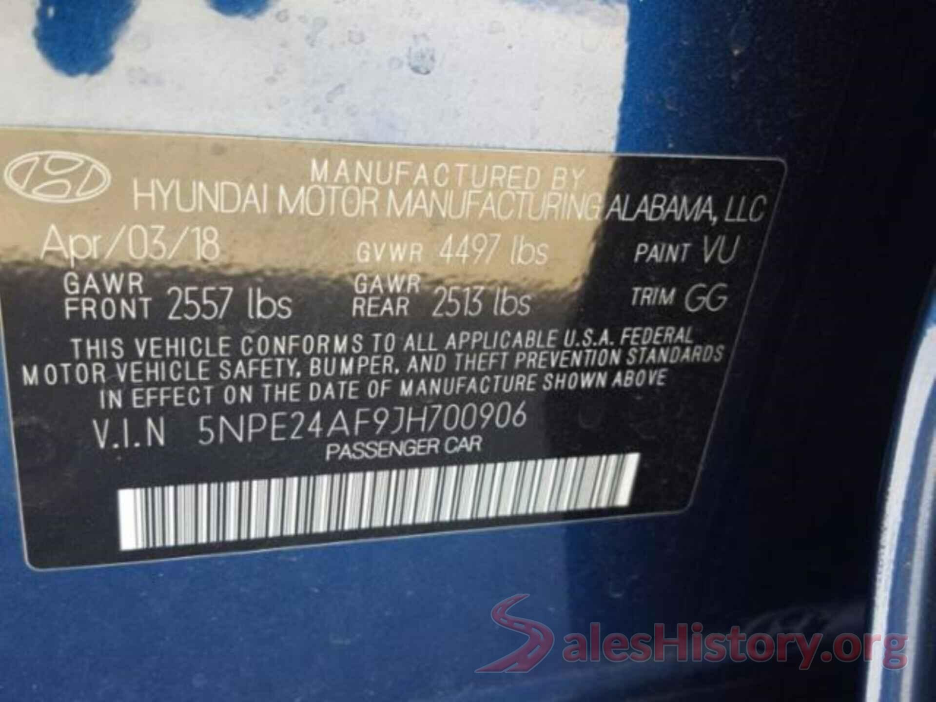 5NPE24AF9JH700906 2018 HYUNDAI SONATA