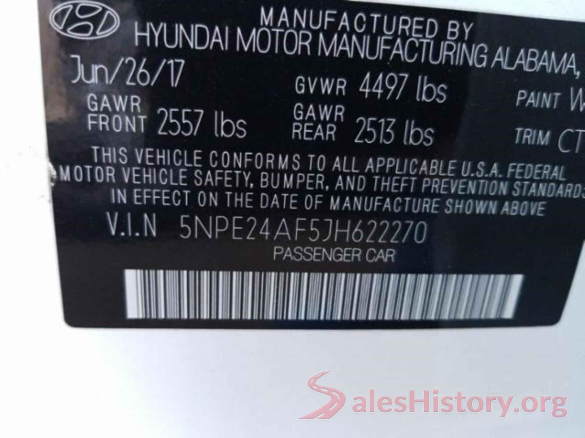 5NPE24AF5JH622270 2018 HYUNDAI SONATA