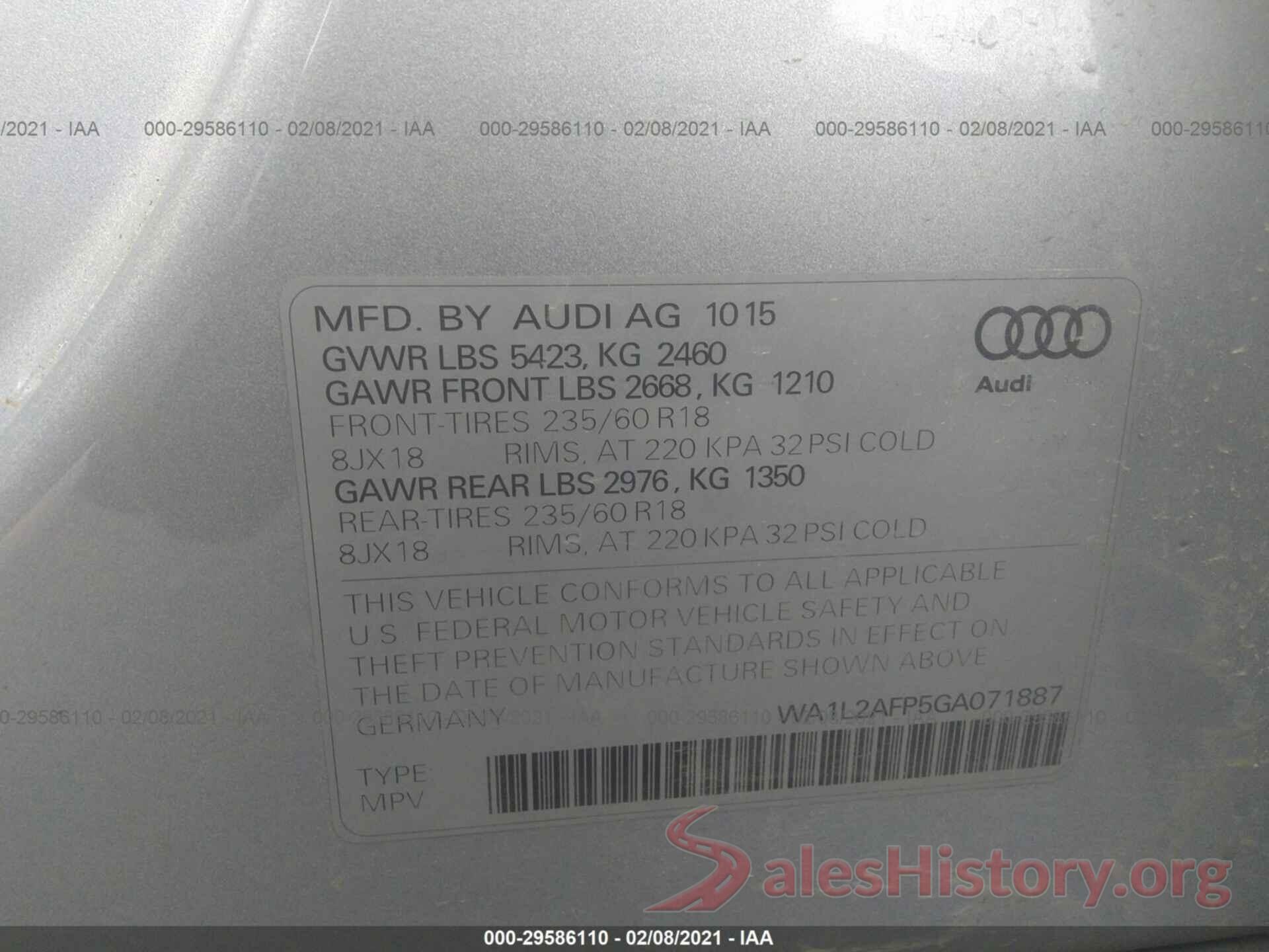 WA1L2AFP5GA071887 2016 AUDI Q5