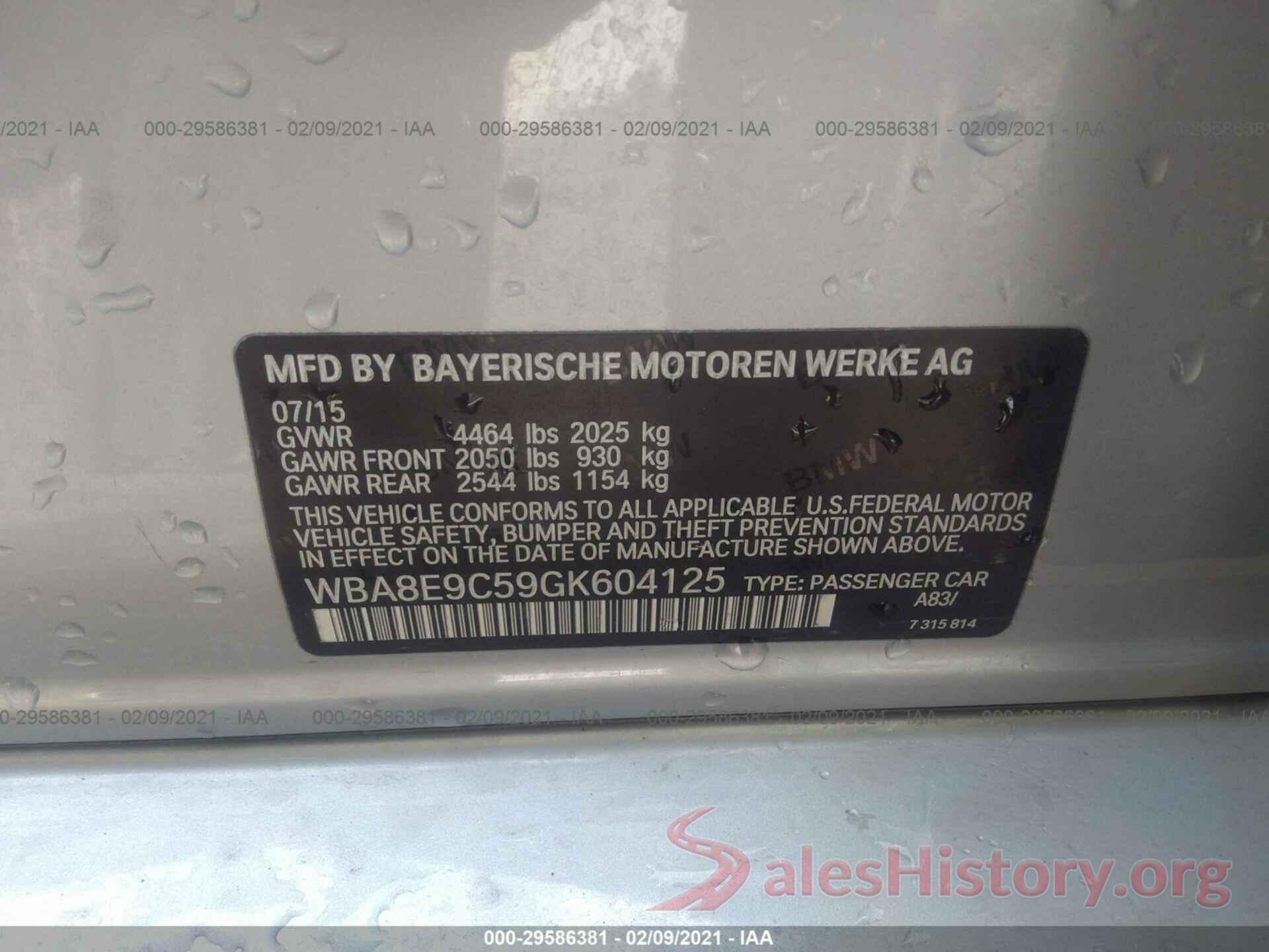 WBA8E9C59GK604125 2016 BMW 3 SERIES