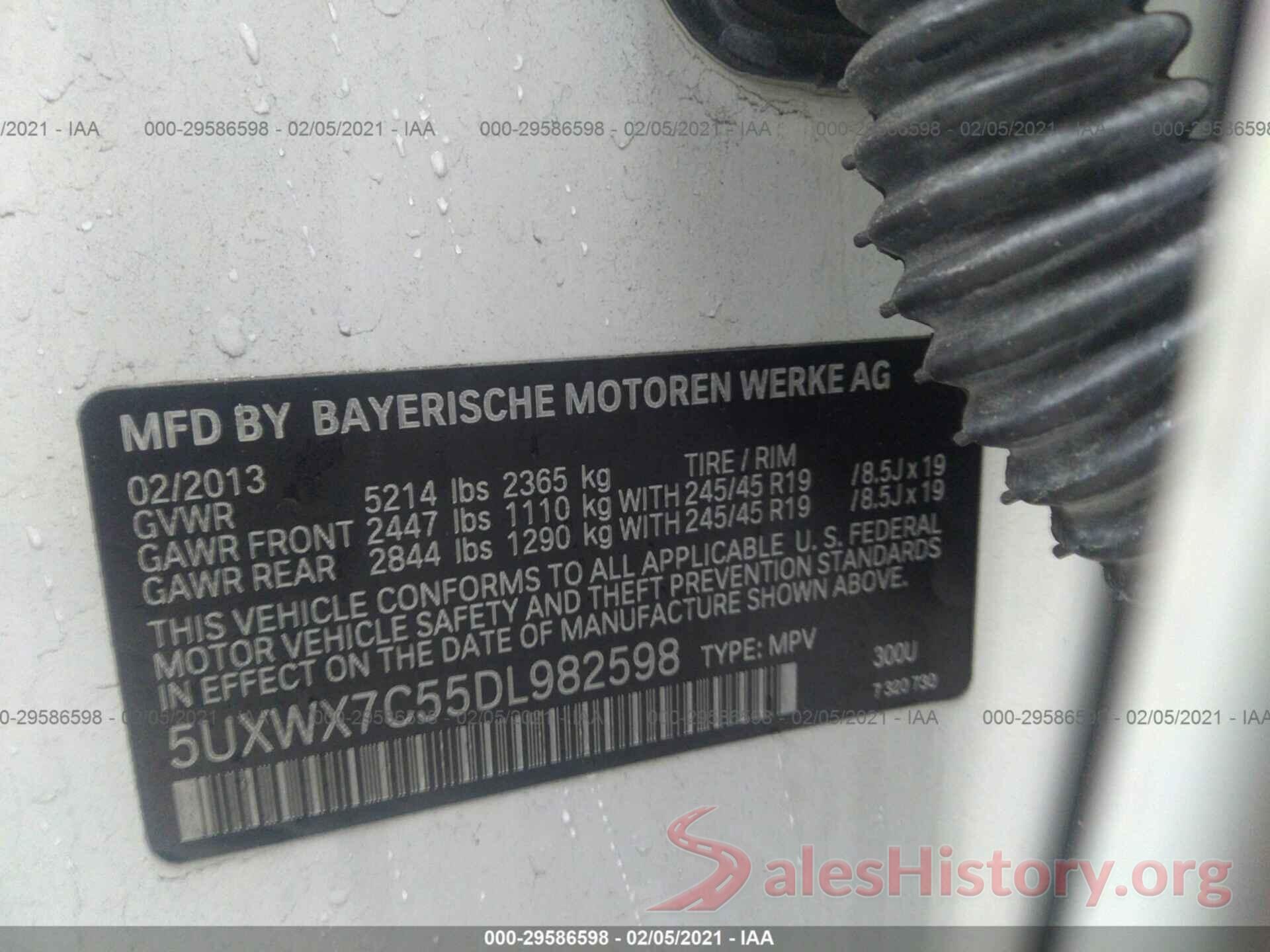 5UXWX7C55DL982598 2013 BMW X3