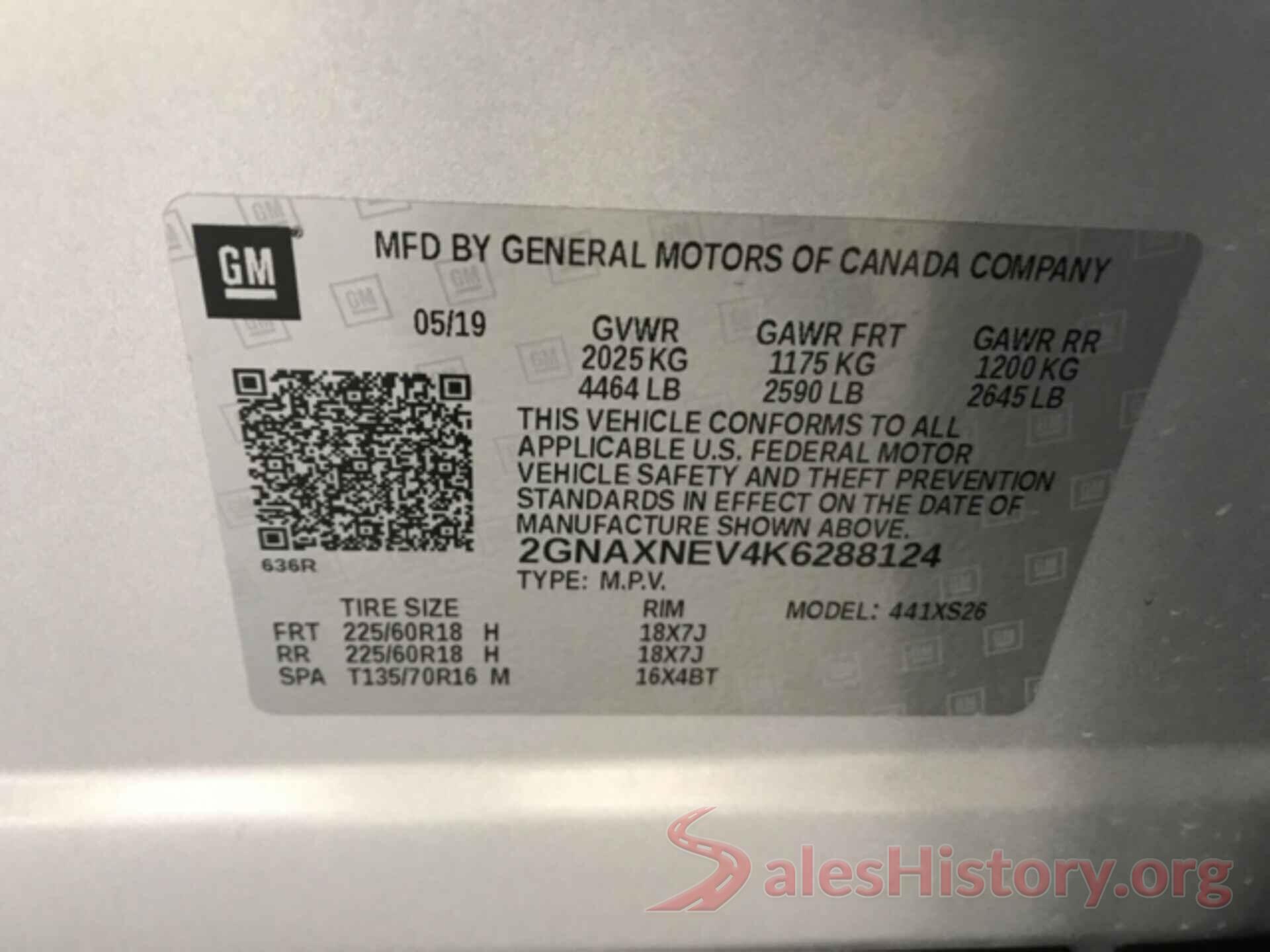 2GNAXNEV4K6288124 2019 CHEVROLET EQUINOX