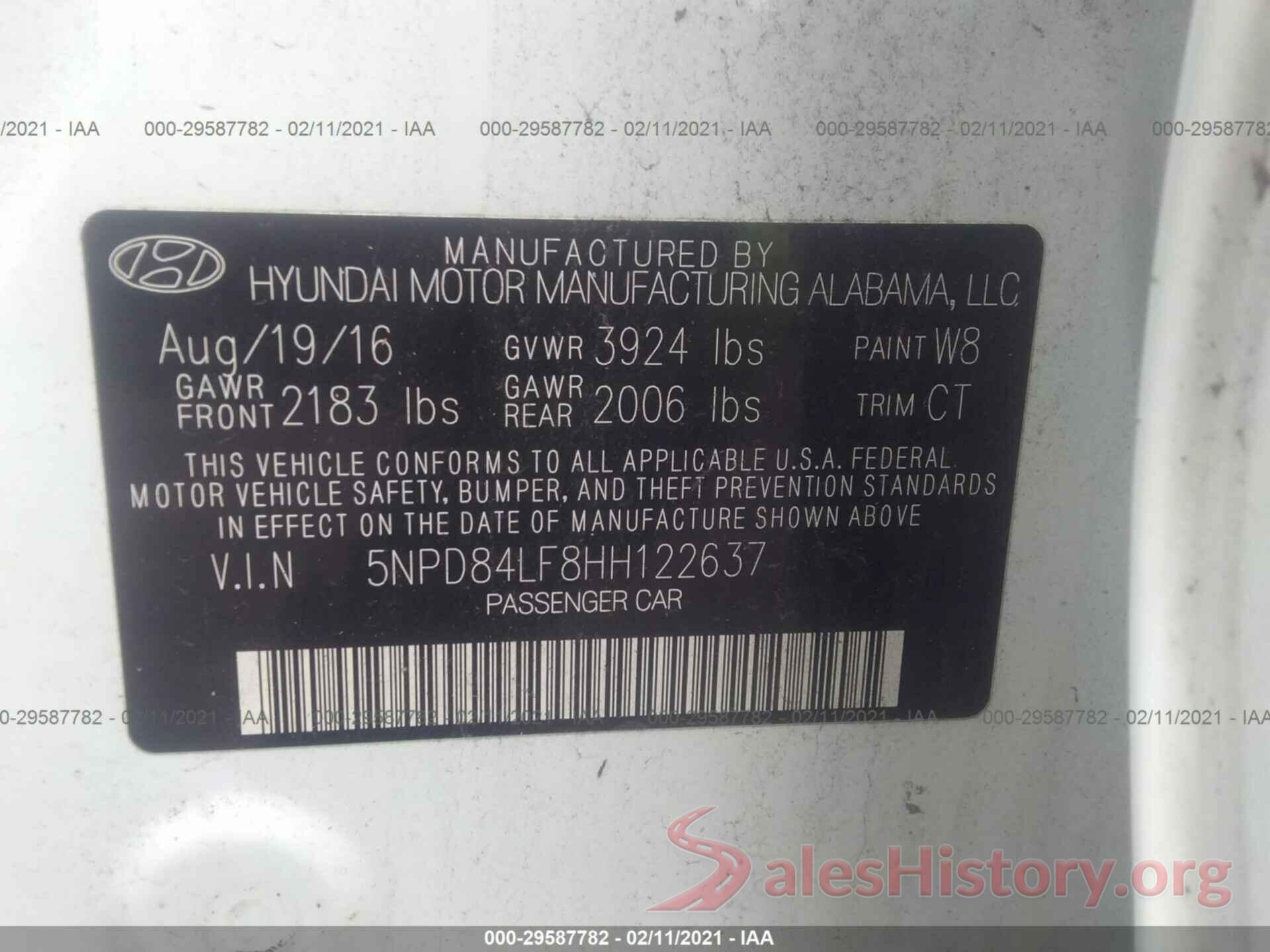 5NPD84LF8HH122637 2017 HYUNDAI ELANTRA