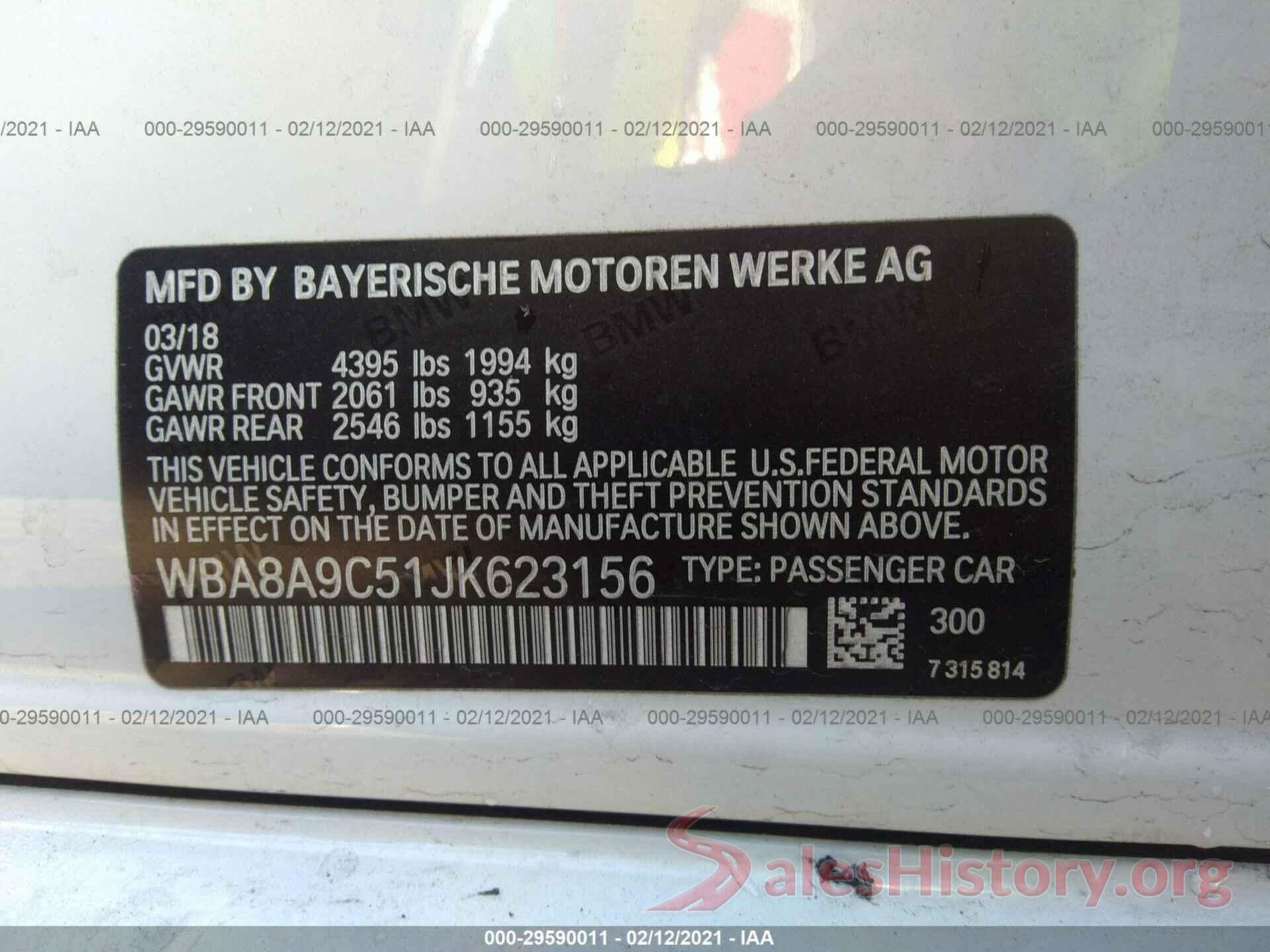 WBA8A9C51JK623156 2018 BMW 3 SERIES