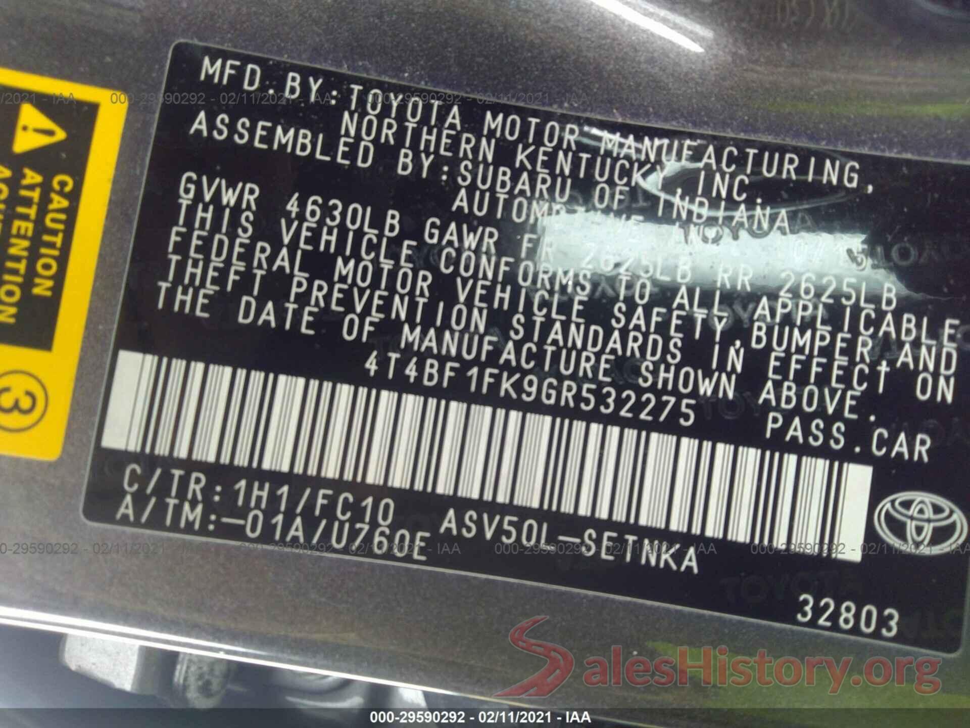 4T4BF1FK9GR532275 2016 TOYOTA CAMRY