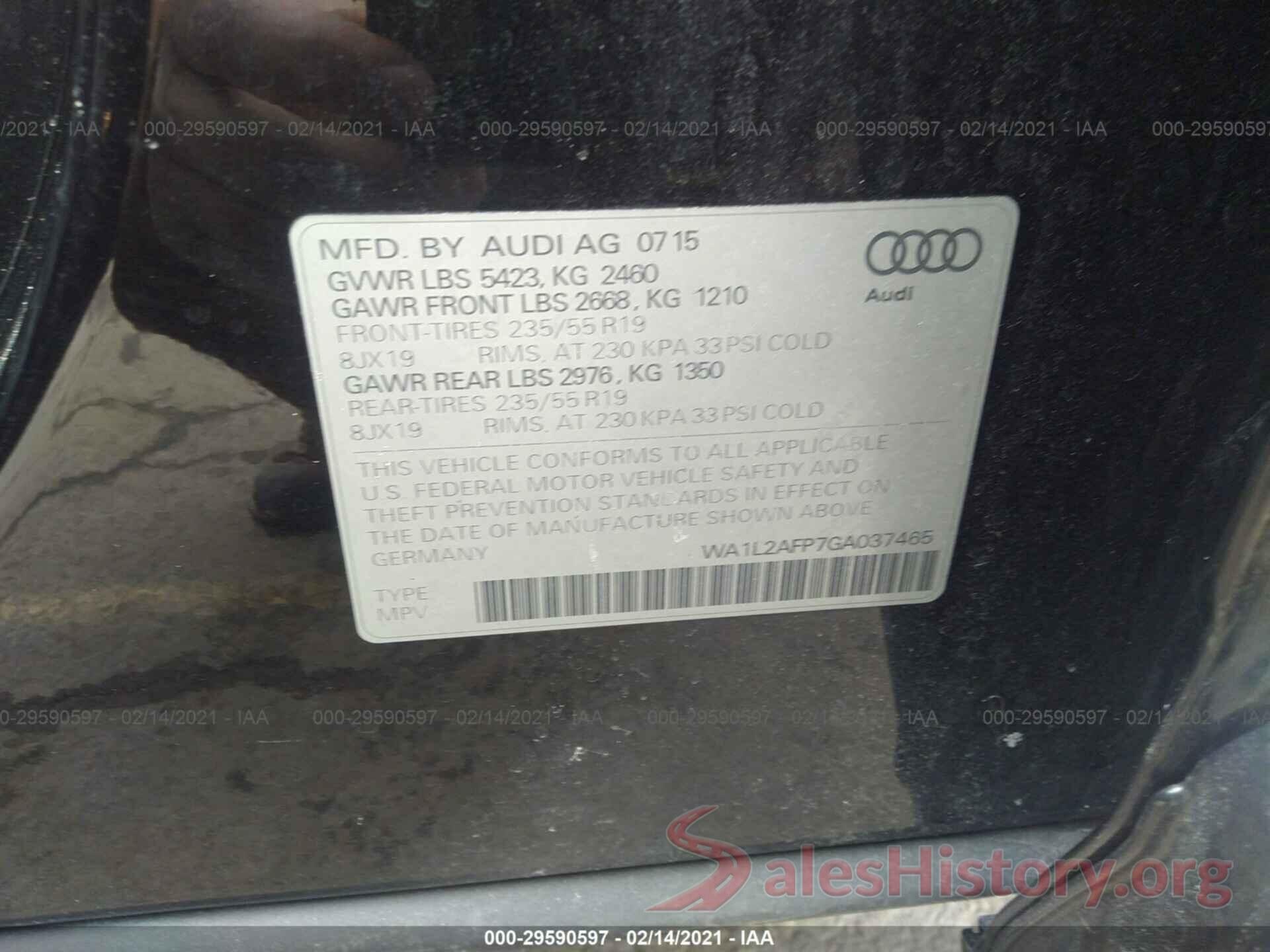 WA1L2AFP7GA037465 2016 AUDI Q5