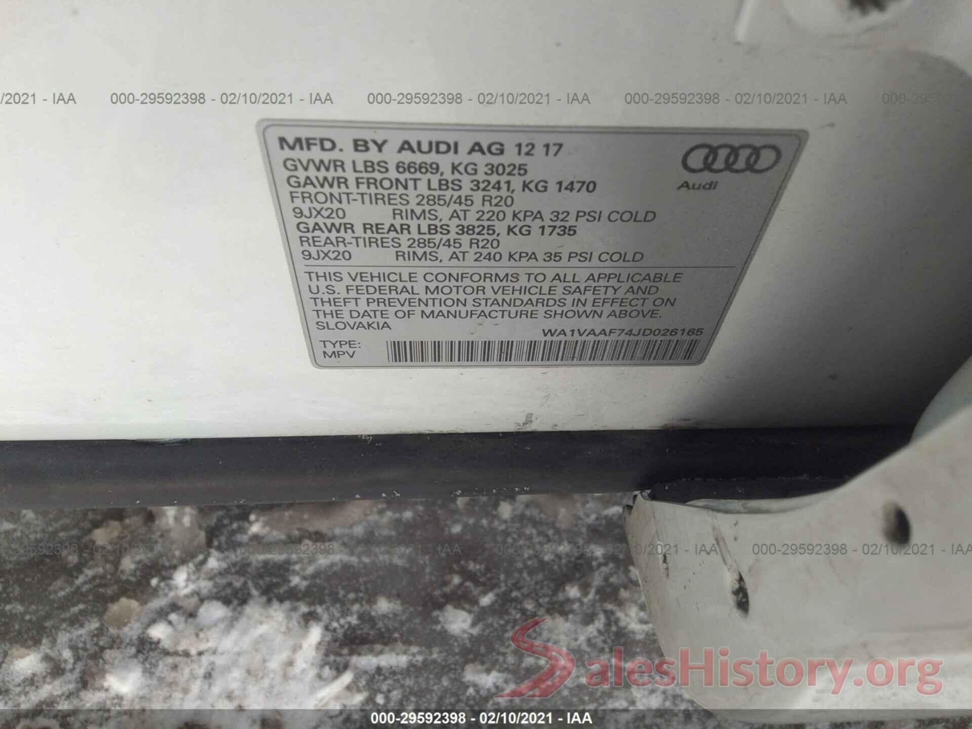 WA1VAAF74JD026165 2018 AUDI Q7