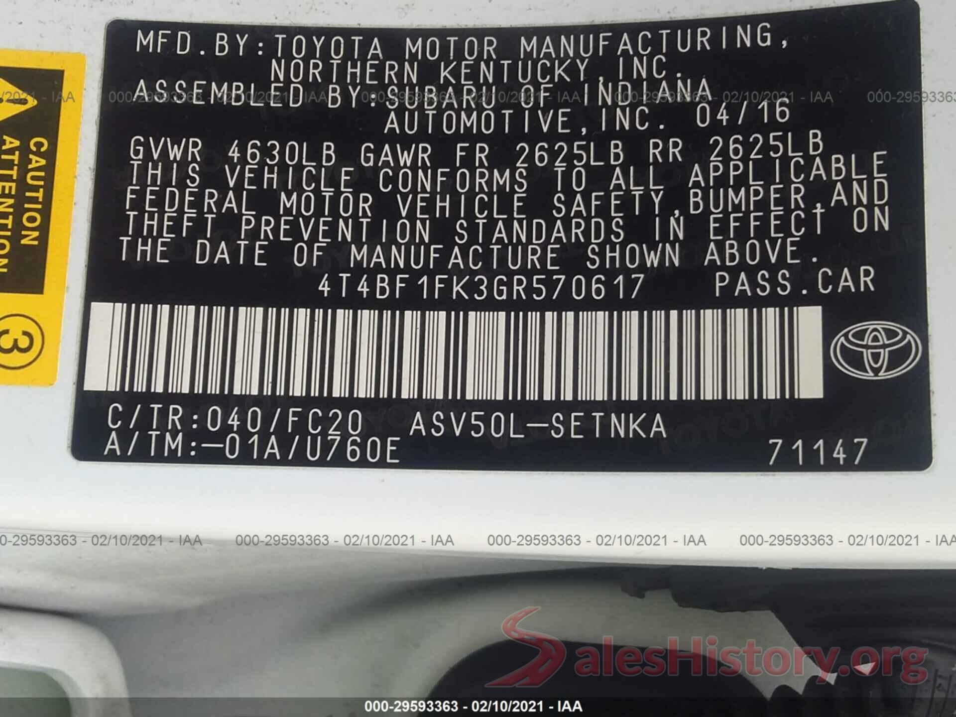 4T4BF1FK3GR570617 2016 TOYOTA CAMRY