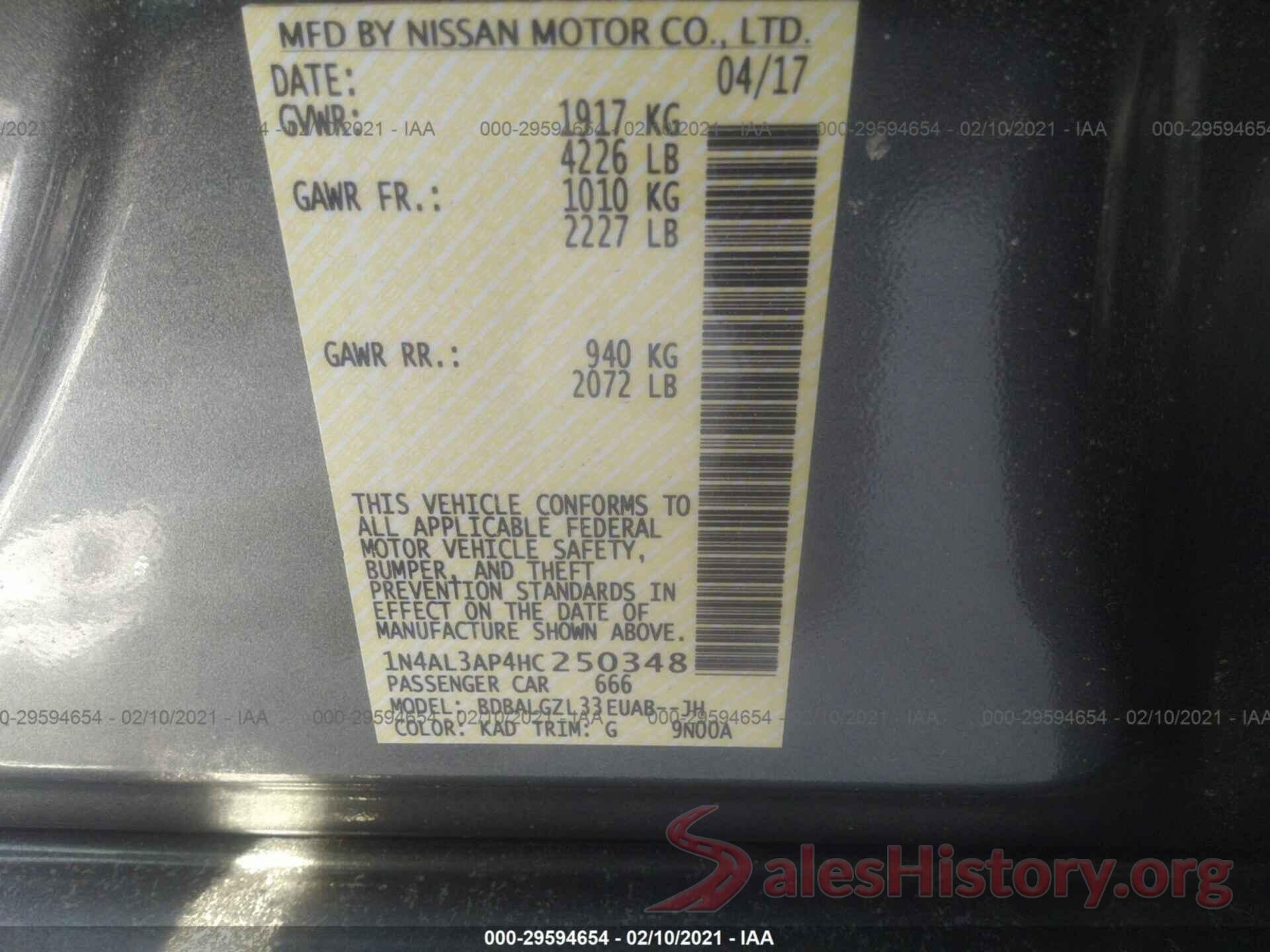 1N4AL3AP4HC250348 2017 NISSAN ALTIMA