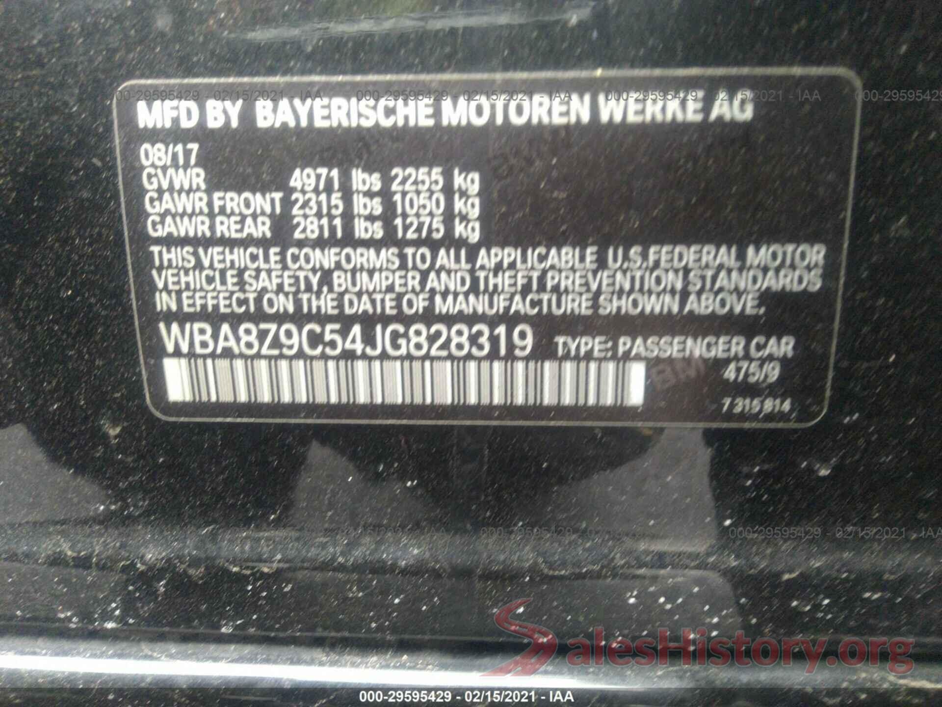 WBA8Z9C54JG828319 2018 BMW 3 SERIES