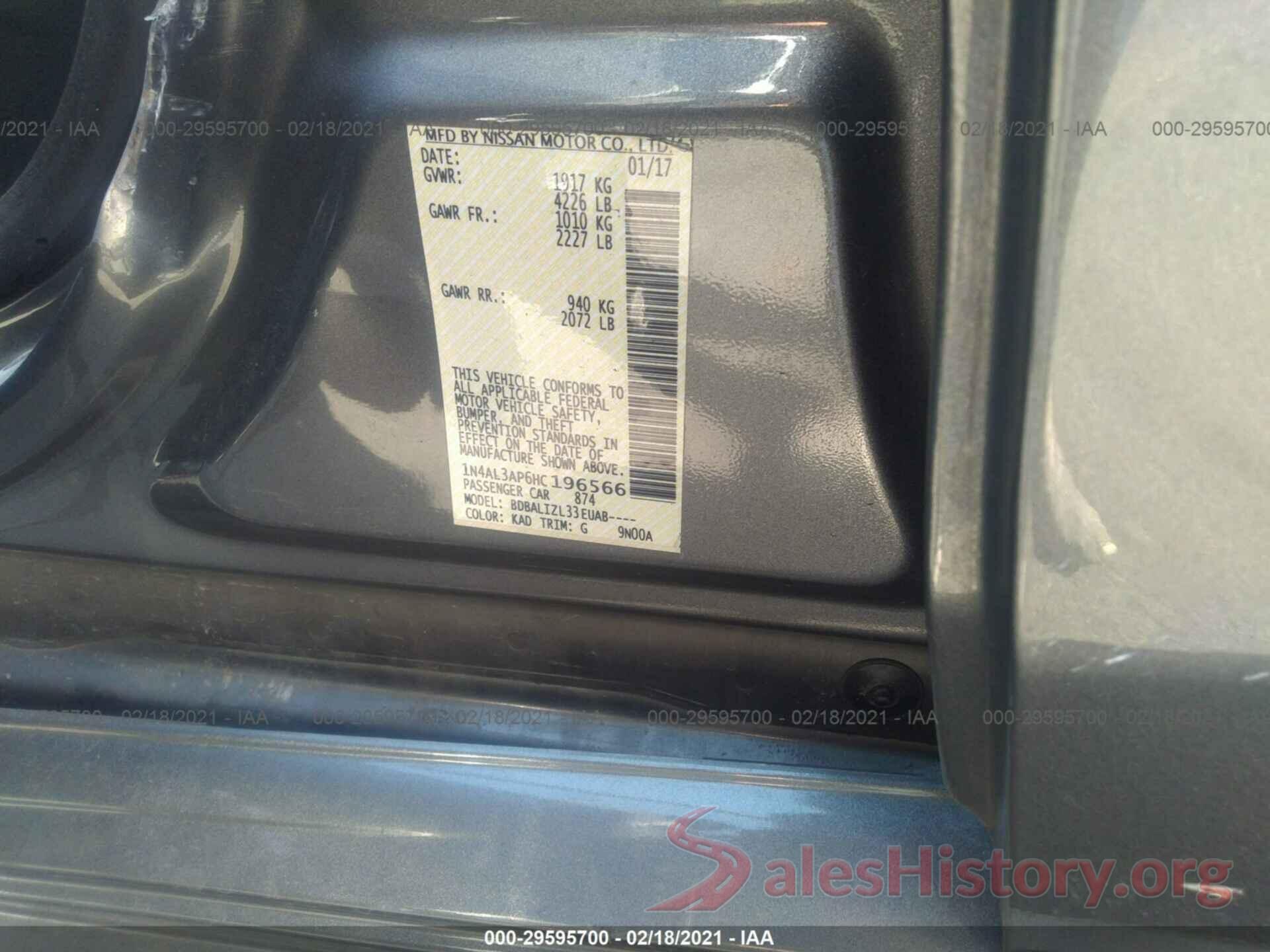 1N4AL3AP6HC196566 2017 NISSAN ALTIMA