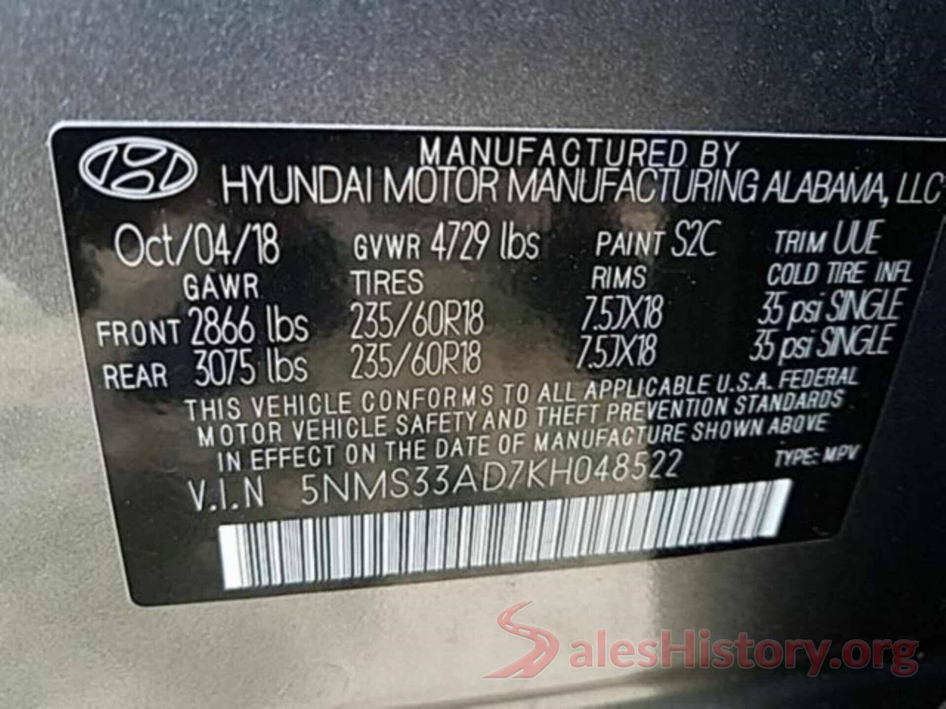 5NMS33AD7KH048522 2019 HYUNDAI SANTA FE