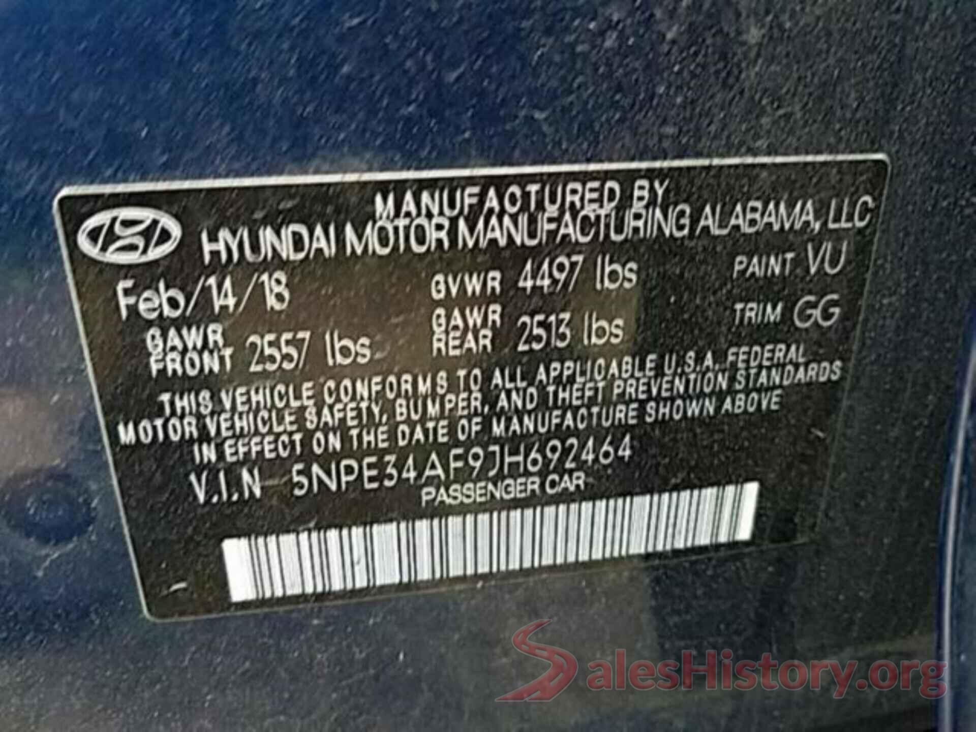 5NPE34AF9JH692464 2018 HYUNDAI SONATA