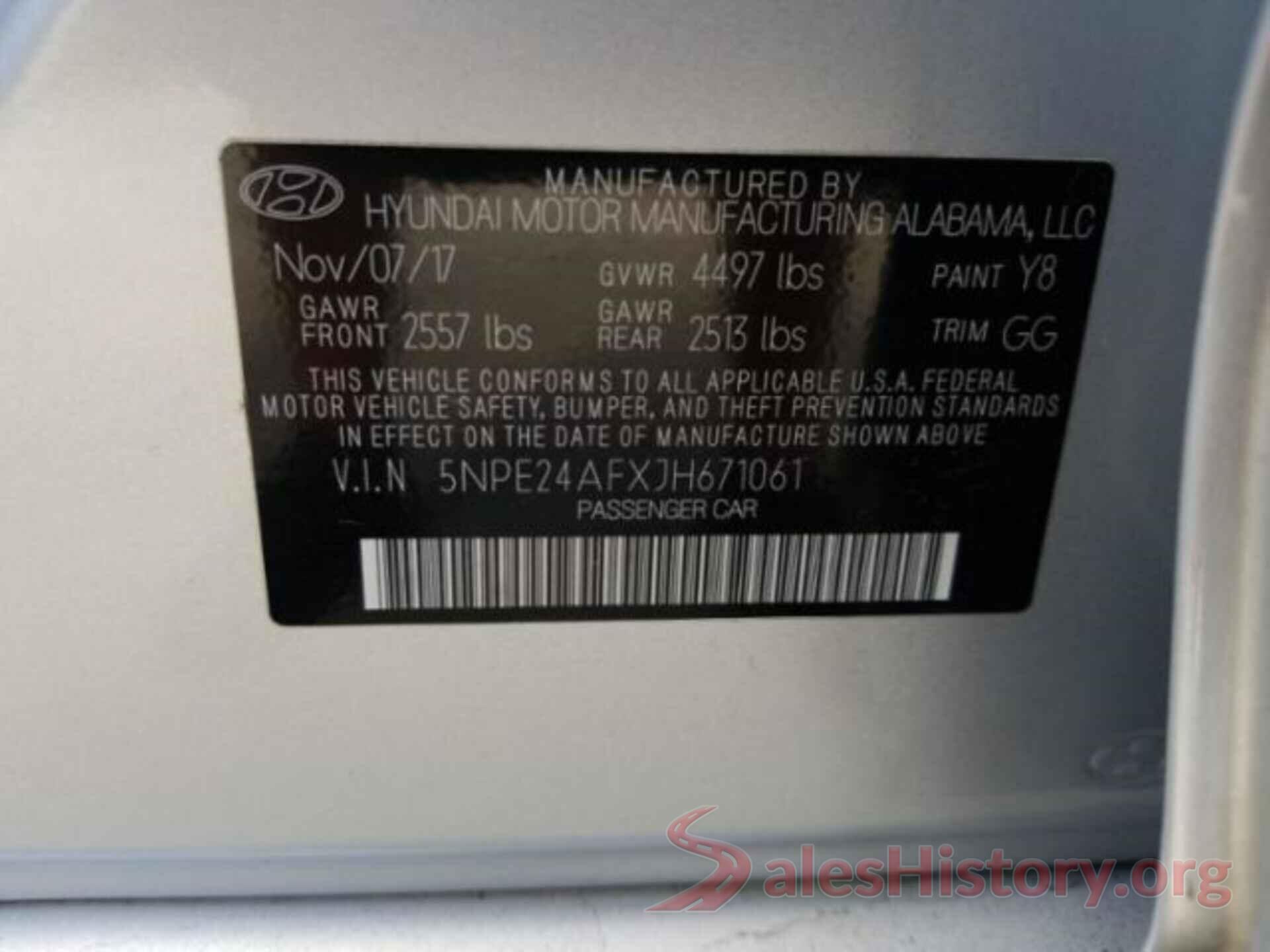 5NPE24AFXJH671061 2018 HYUNDAI SONATA