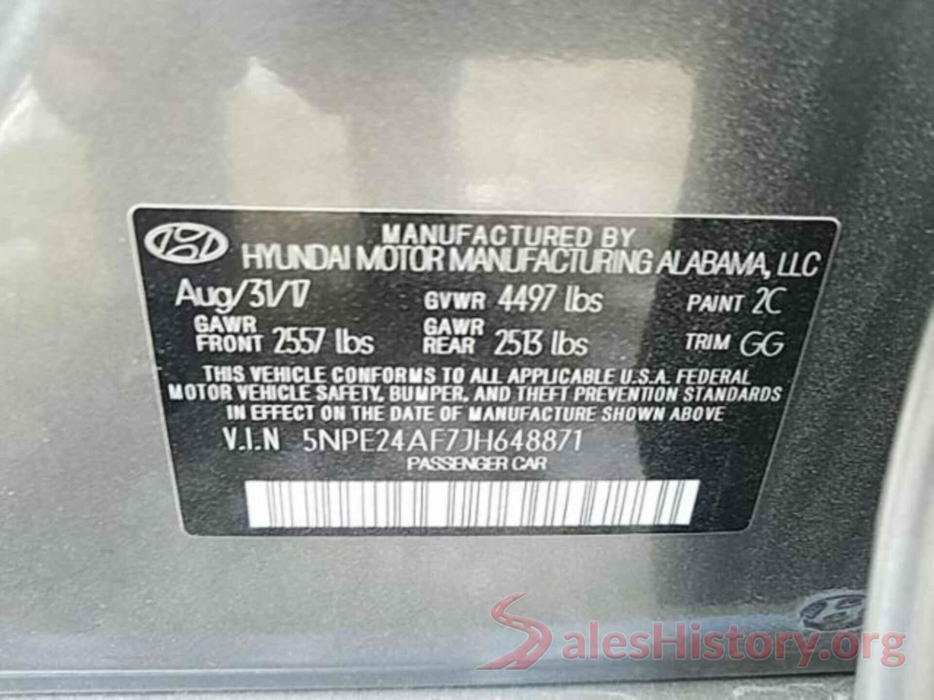 5NPE24AF7JH648871 2018 HYUNDAI SONATA