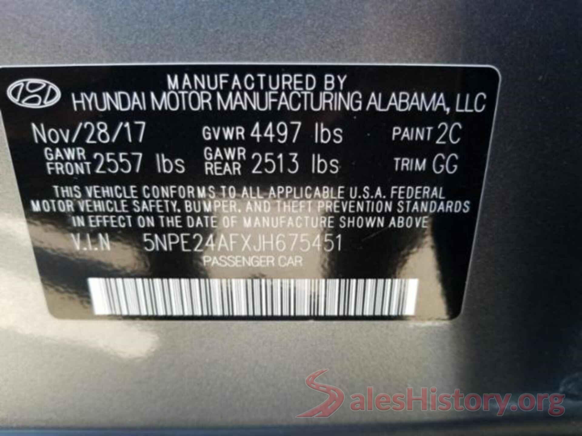 5NPE24AFXJH675451 2018 HYUNDAI SONATA