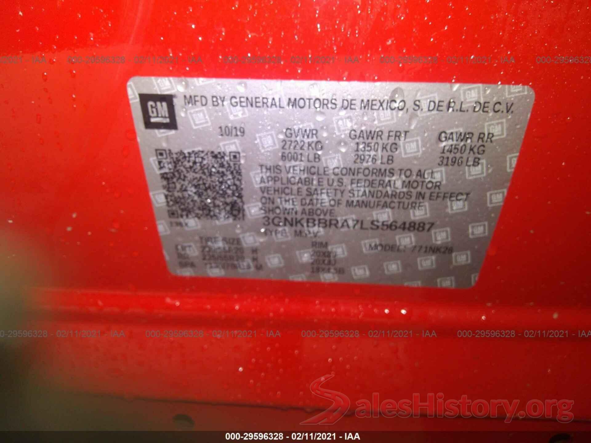 3GNKBBRA7LS564887 2020 CHEVROLET BLAZER