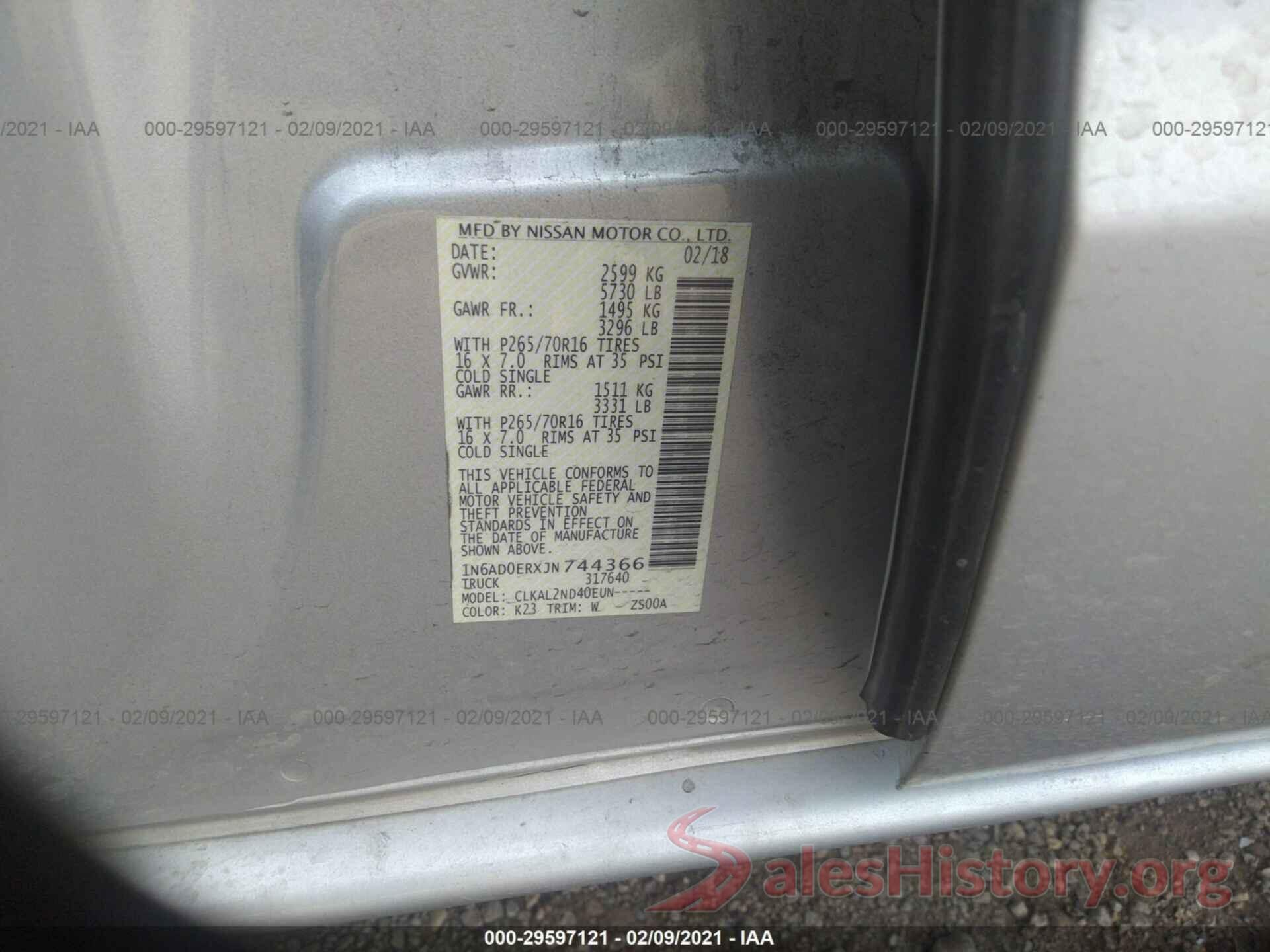 1N6AD0ERXJN744366 2018 NISSAN FRONTIER