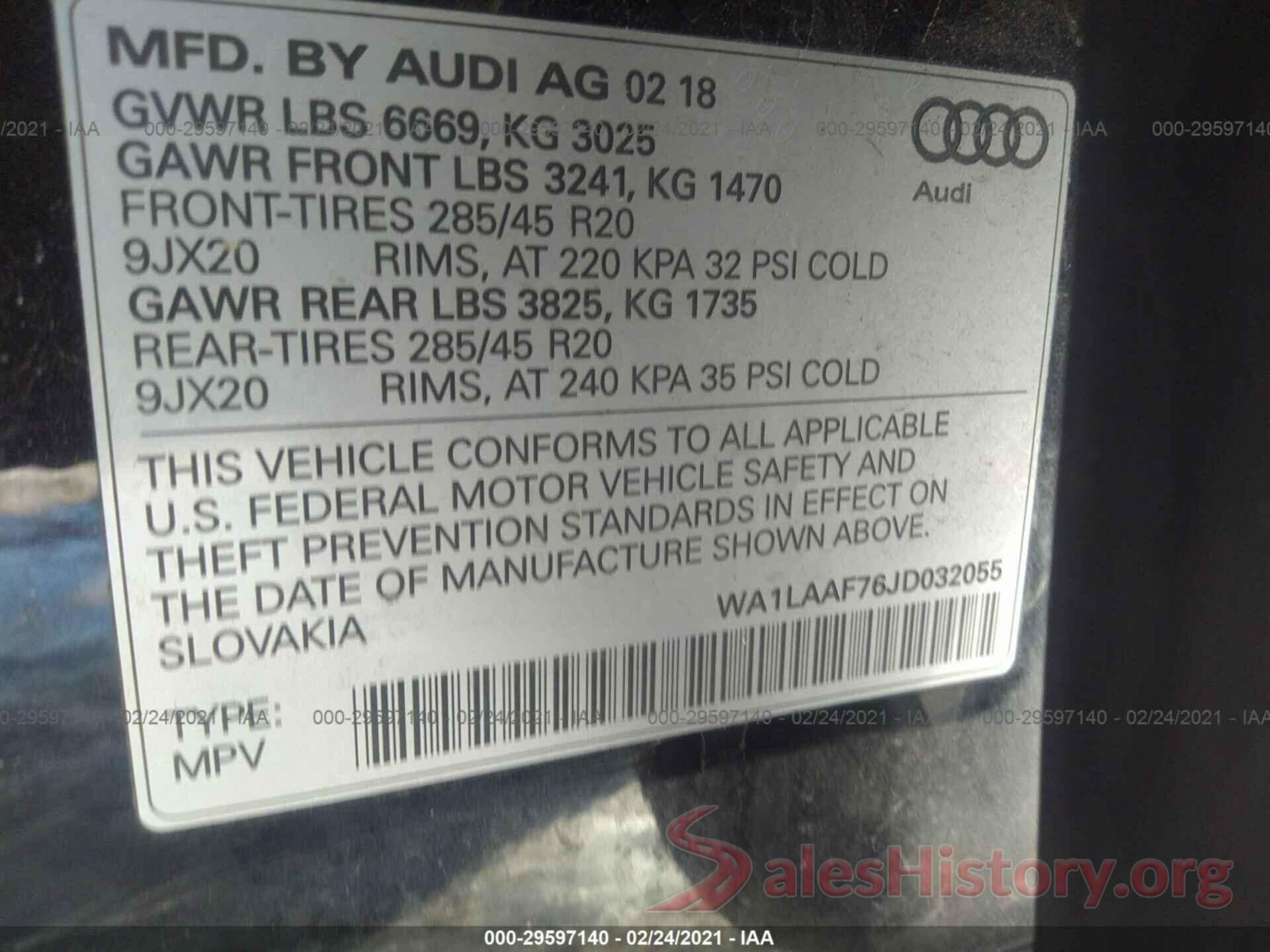 WA1LAAF76JD032055 2018 AUDI Q7