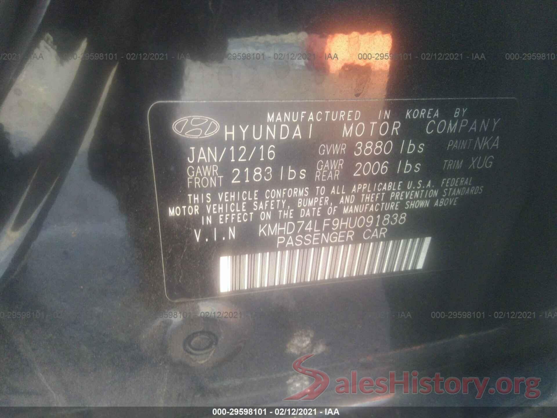 KMHD74LF9HU091838 2017 HYUNDAI ELANTRA