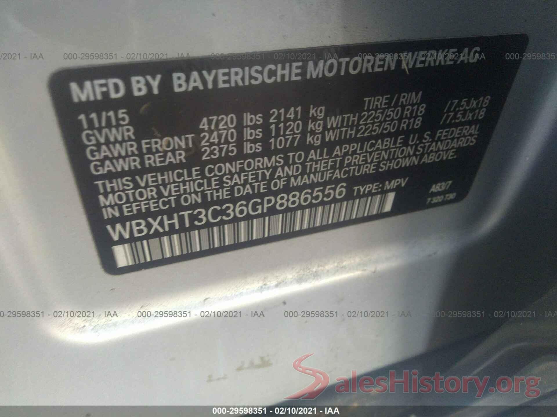 WBXHT3C36GP886556 2016 BMW X1