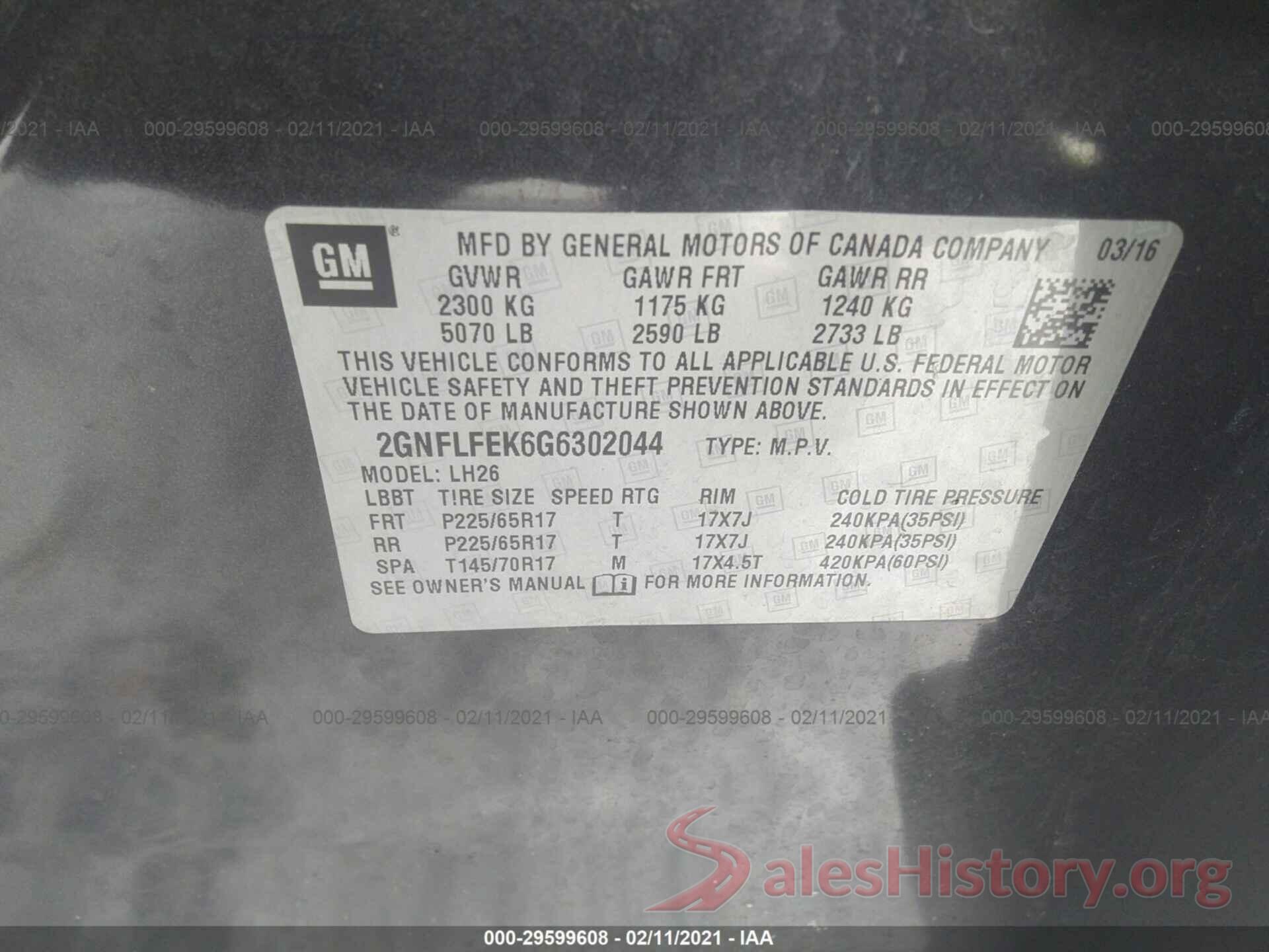 2GNFLFEK6G6302044 2016 CHEVROLET EQUINOX