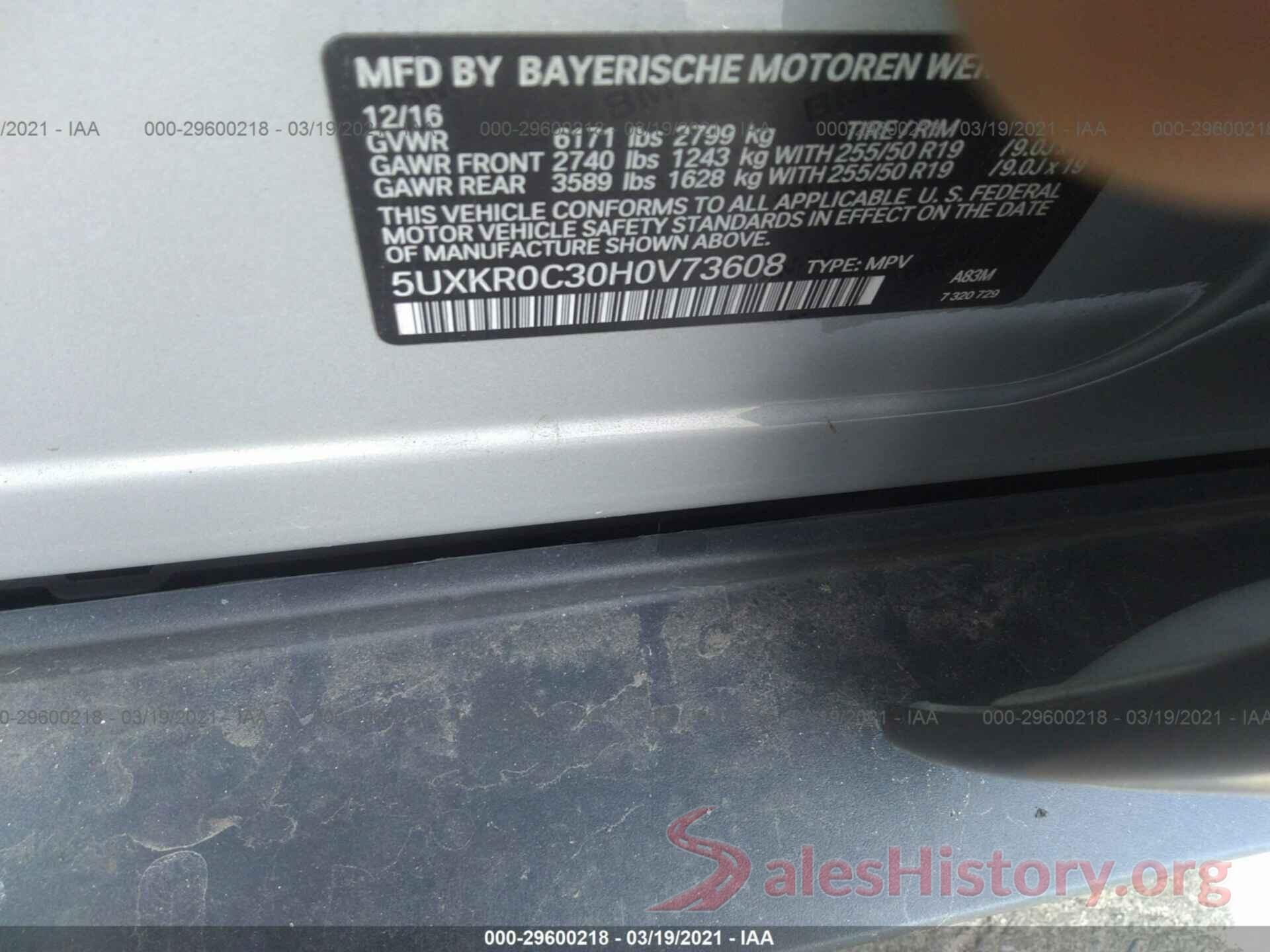 5UXKR0C30H0V73608 2017 BMW X5