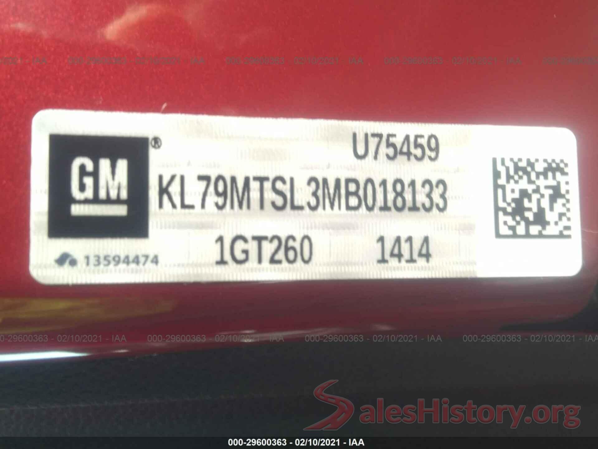 KL79MTSL3MB018133 2021 CHEVROLET TRAILBLAZER