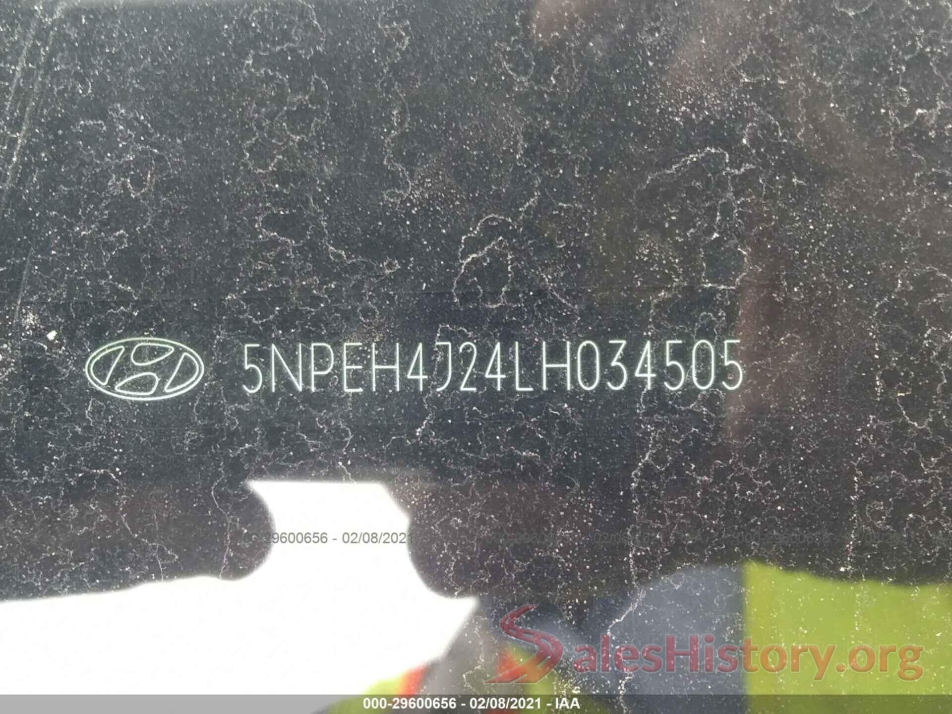 5NPEH4J24LH034505 2020 HYUNDAI SONATA