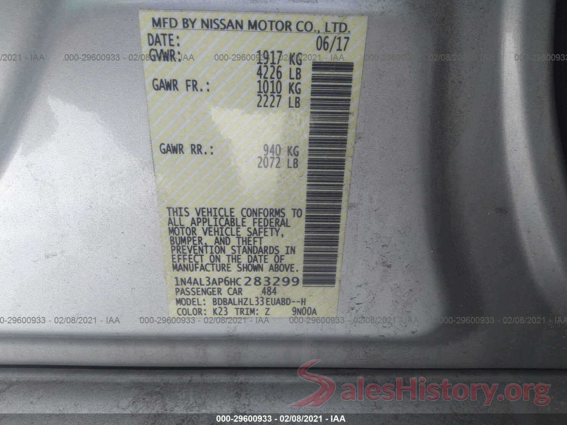 1N4AL3AP6HC283299 2017 NISSAN ALTIMA