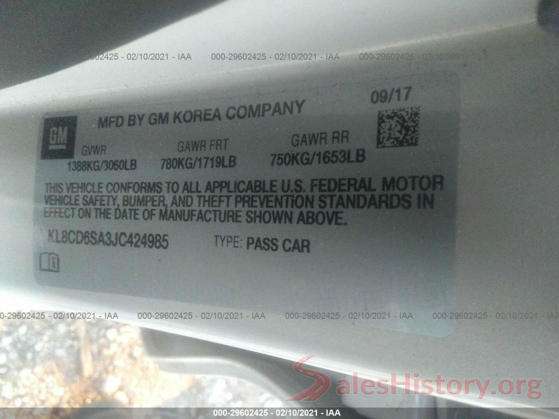 KL8CD6SA3JC424985 2018 CHEVROLET SPARK