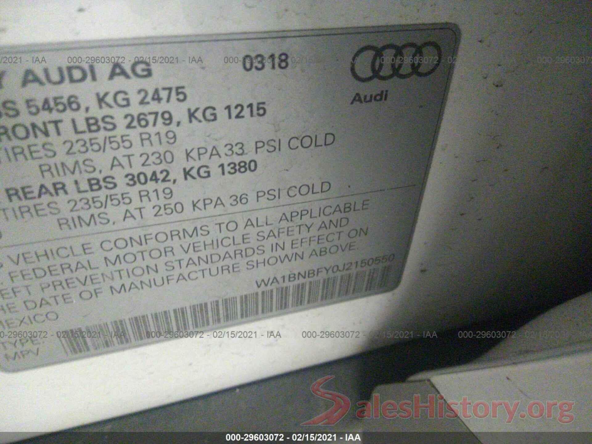 WA1BNBFY0J2150550 2018 AUDI Q5