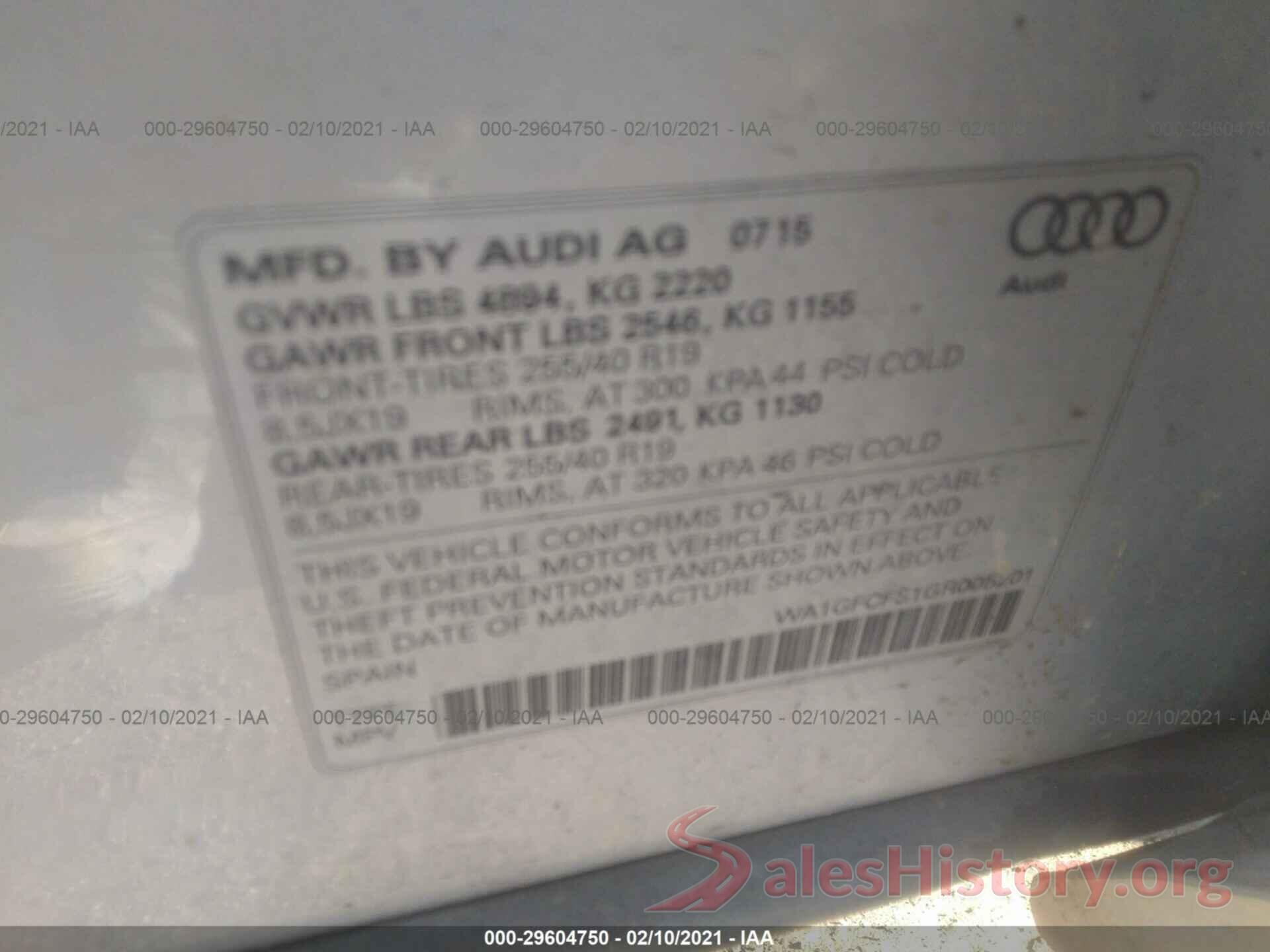 WA1GFCFS1GR005201 2016 AUDI Q3