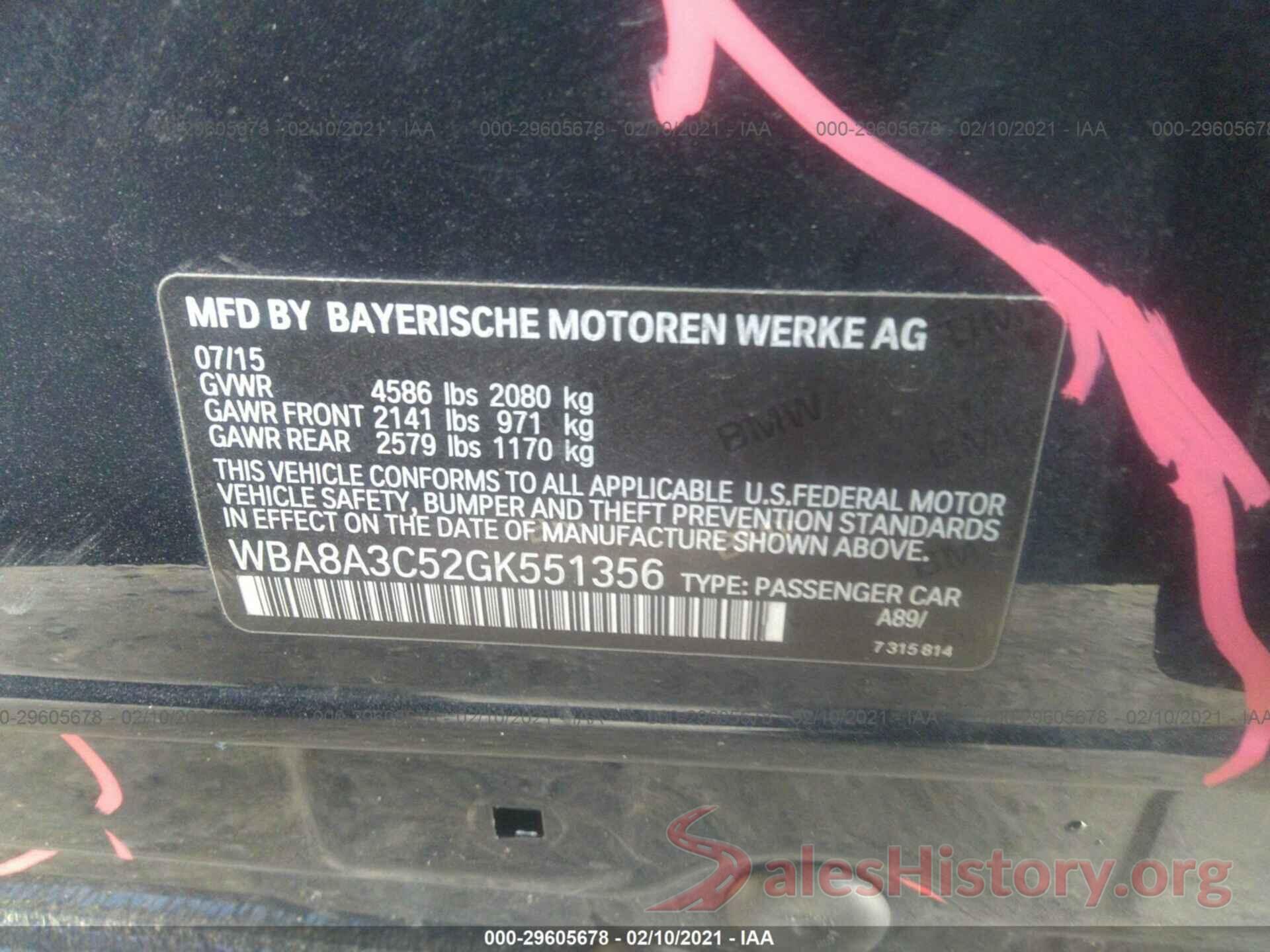 WBA8A3C52GK551356 2016 BMW 3 SERIES