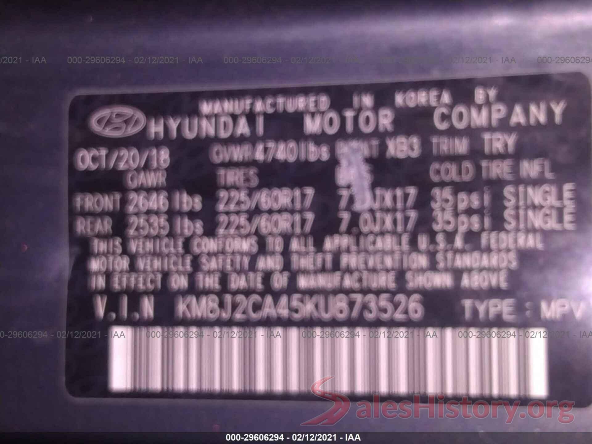 KM8J2CA45KU873526 2019 HYUNDAI TUCSON