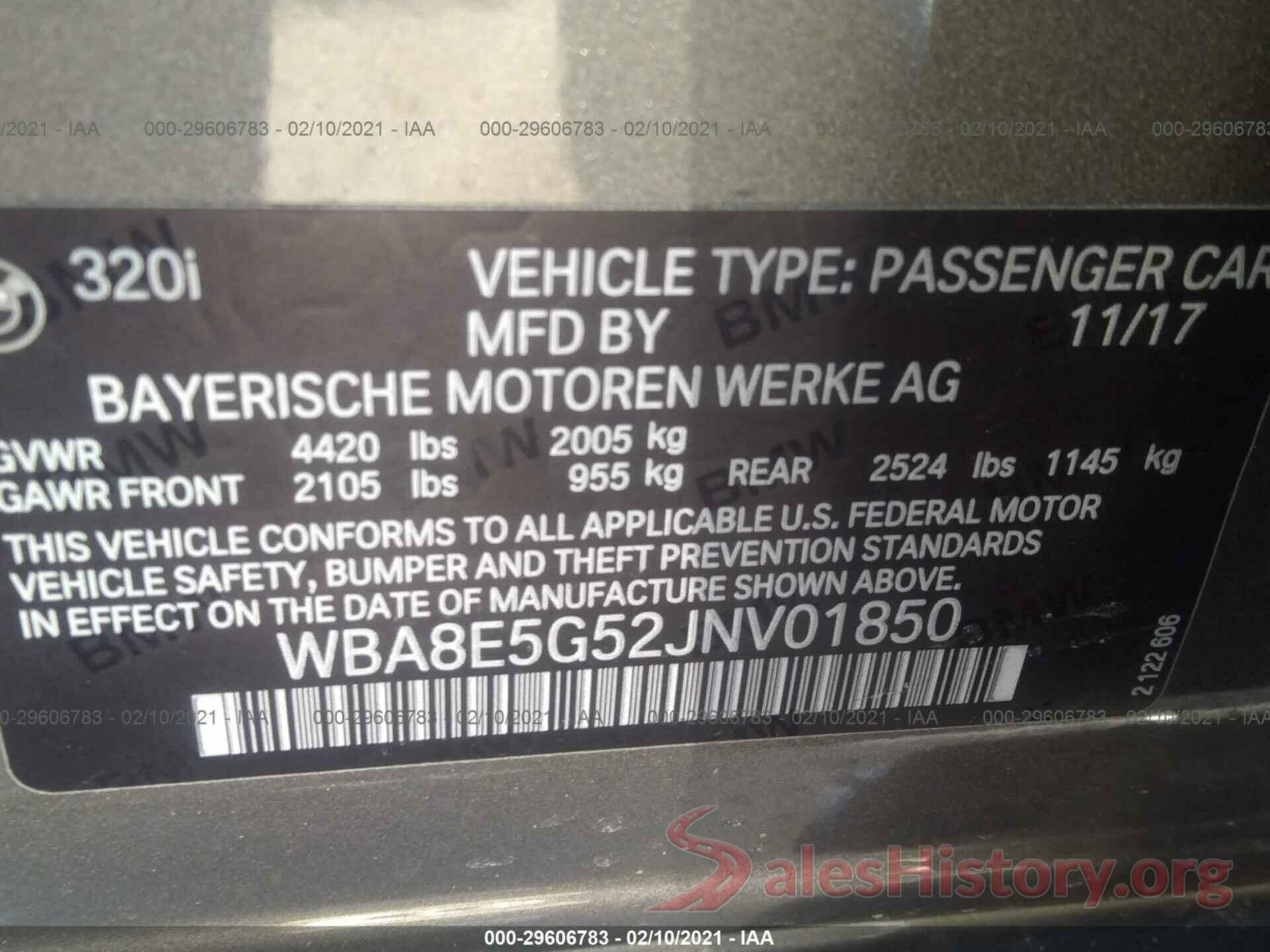 WBA8E5G52JNV01850 2018 BMW 3 SERIES