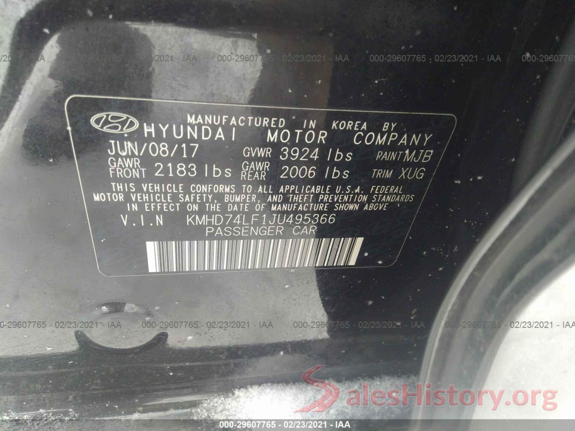 KMHD74LF1JU495366 2018 HYUNDAI ELANTRA