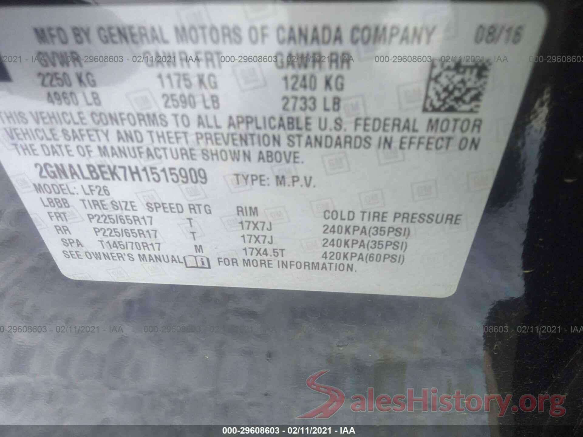 2GNALBEK7H1515909 2017 CHEVROLET EQUINOX