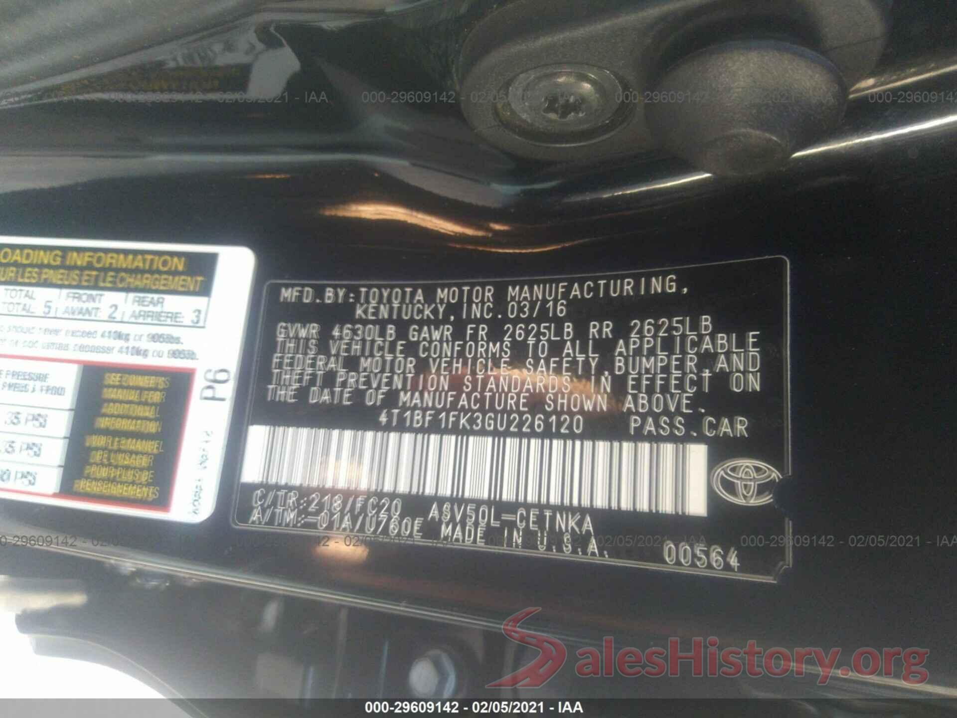 4T1BF1FK3GU226120 2016 TOYOTA CAMRY