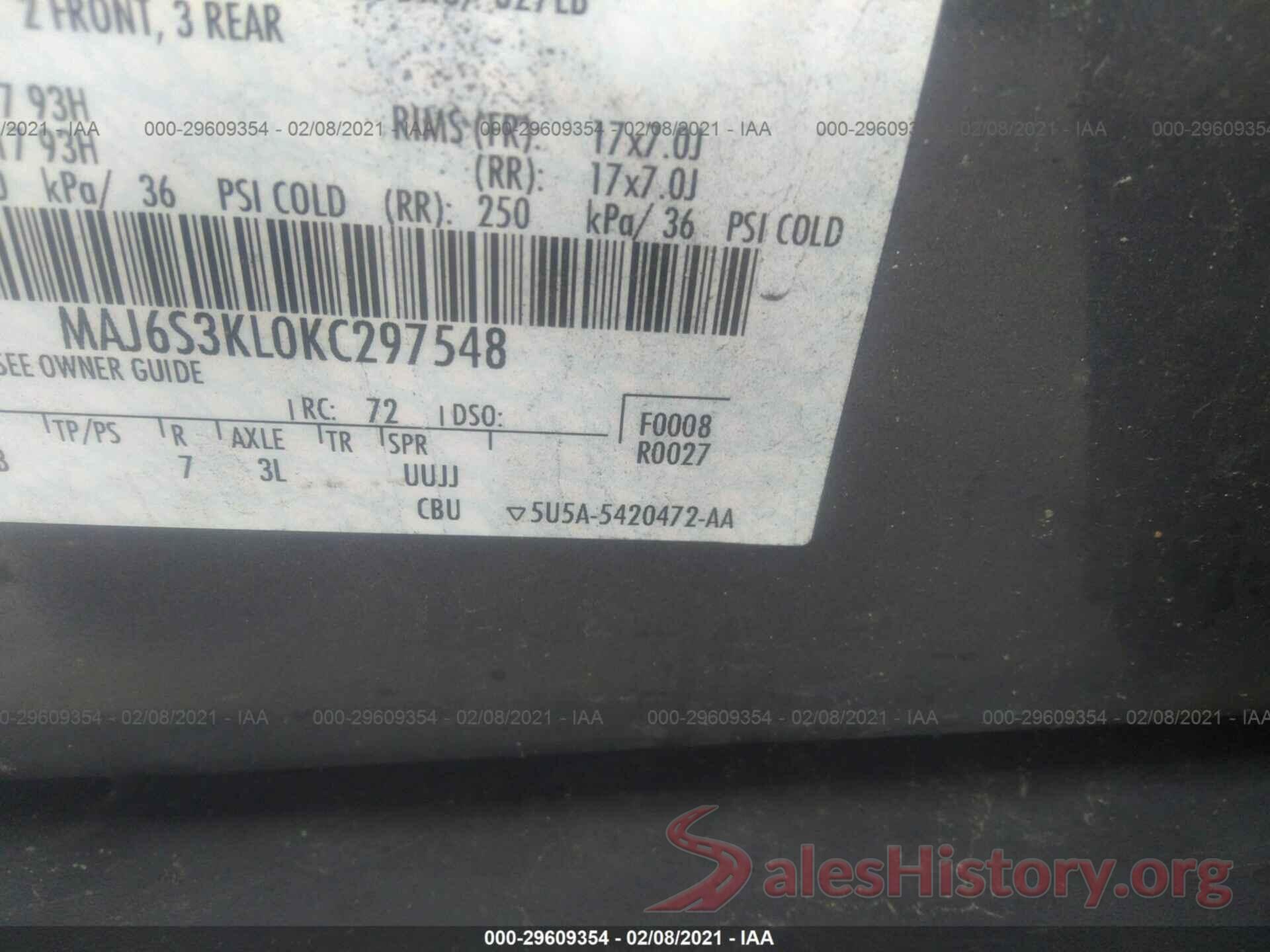 MAJ6S3KL0KC297548 2019 FORD ECOSPORT