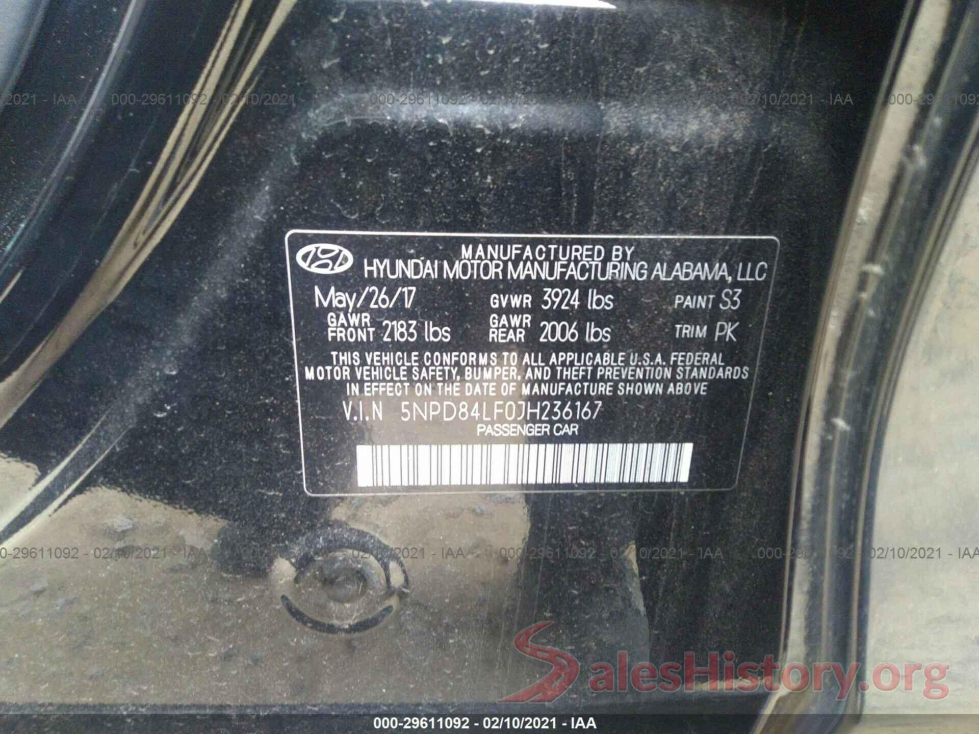 5NPD84LF0JH236167 2018 HYUNDAI ELANTRA