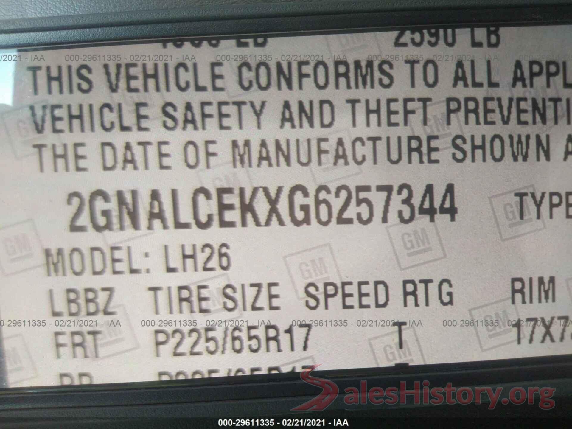 2GNALCEKXG6257344 2016 CHEVROLET EQUINOX